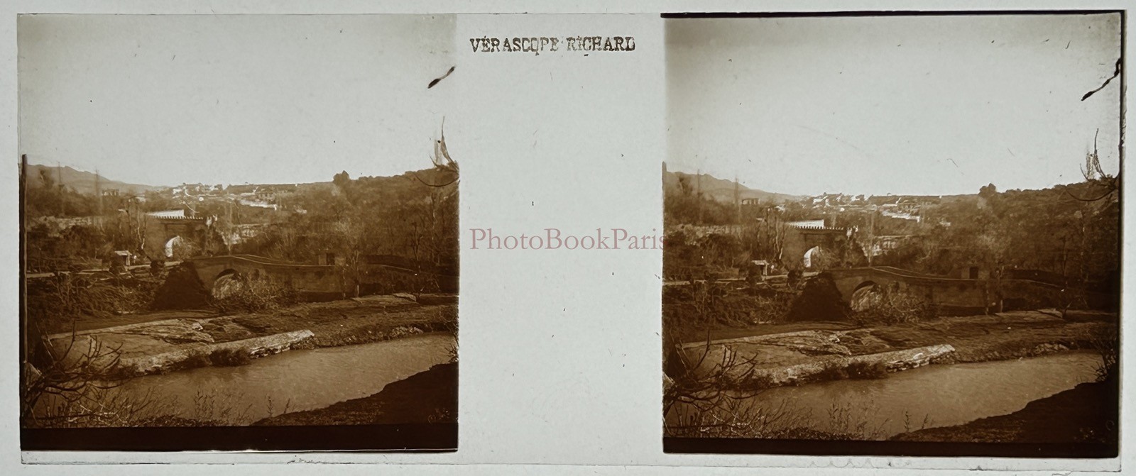 Maghreb Maroc Old Bridge C1925 Photo Plate Stereo Vintage V51L24N