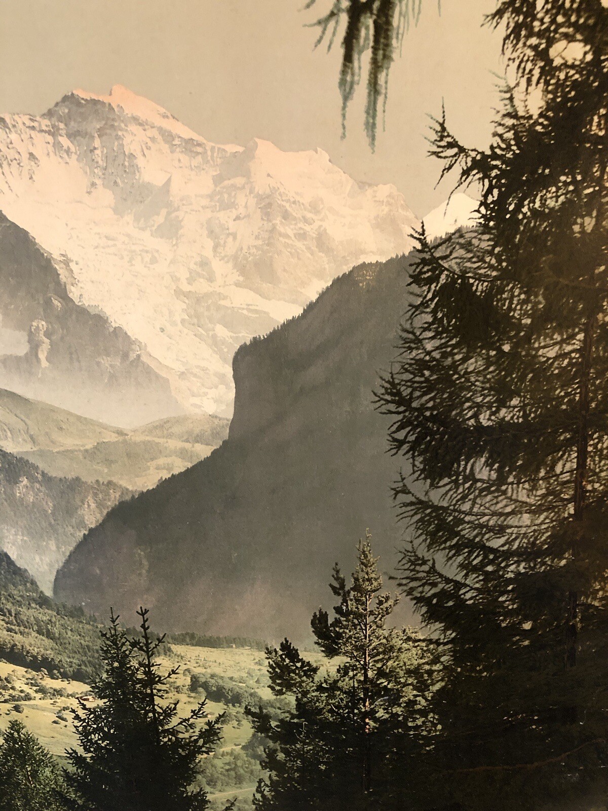 Antique Large Color Photo Alps Landscape Detroit Publishing Co in Original Frame