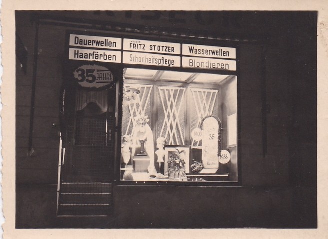 Antique Photo “Hairdresser Fritz Stötzer”, Magdeburg?, Anniversary 35 Years, 1903 – 1938