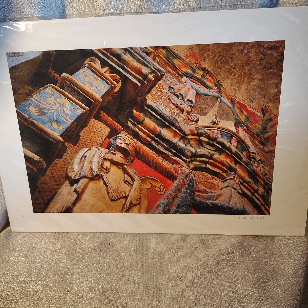 San Xavier Interior Signed Warren Allen 2008 Photographic Print 19×13 Tubac, Az