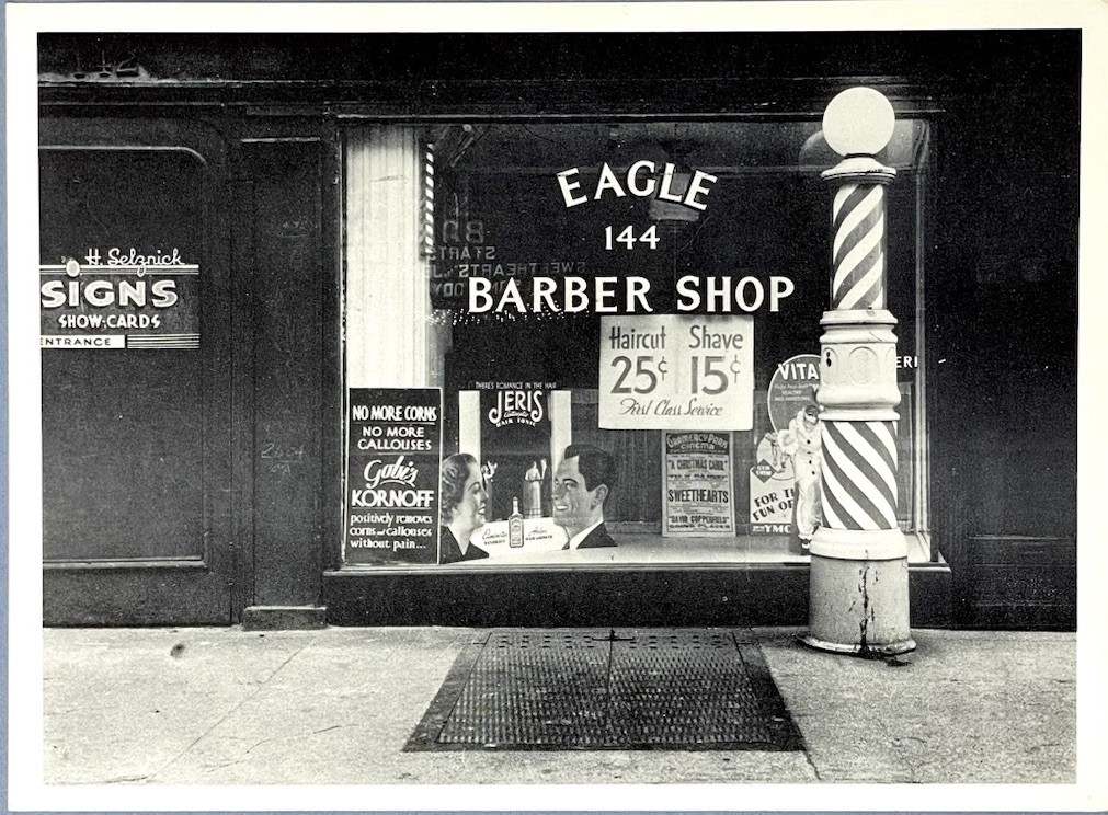 Rudy Burckhardt (1914-1999) Art Announcement Card 1975 – Eagle Barber Shop 1939