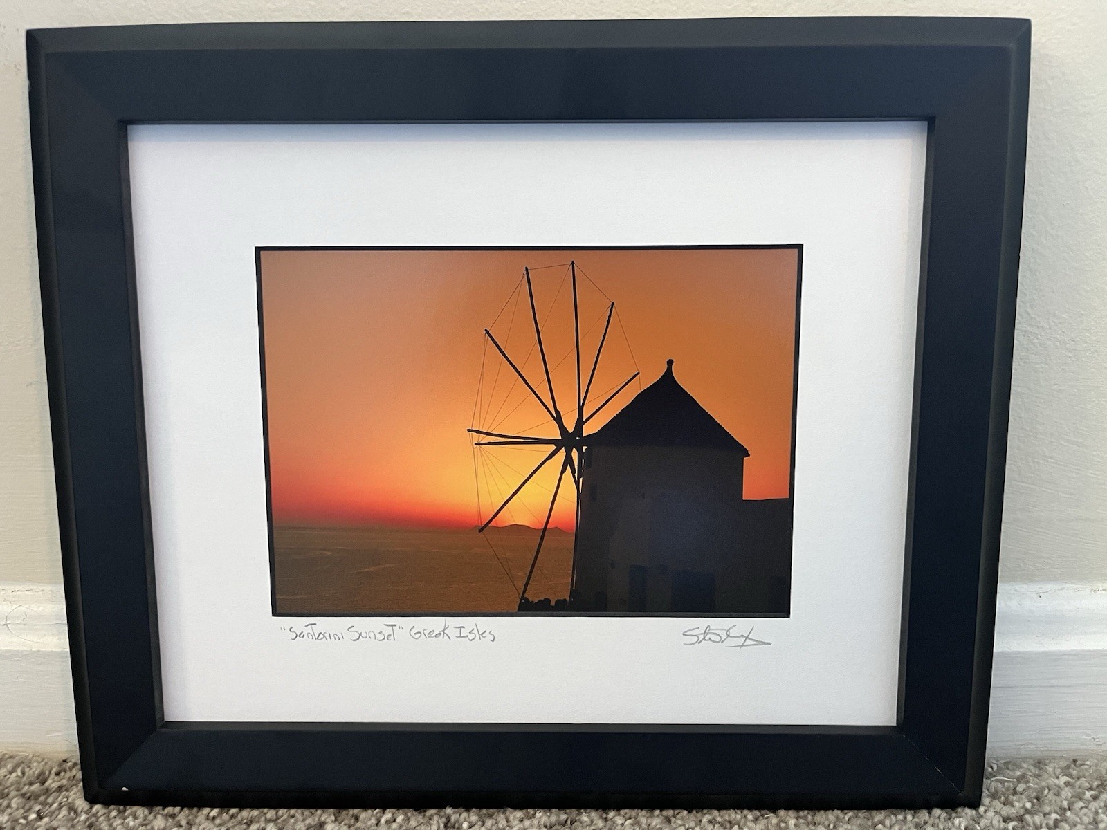 Travel Photography – Wind Mill In Santorini Greece Print