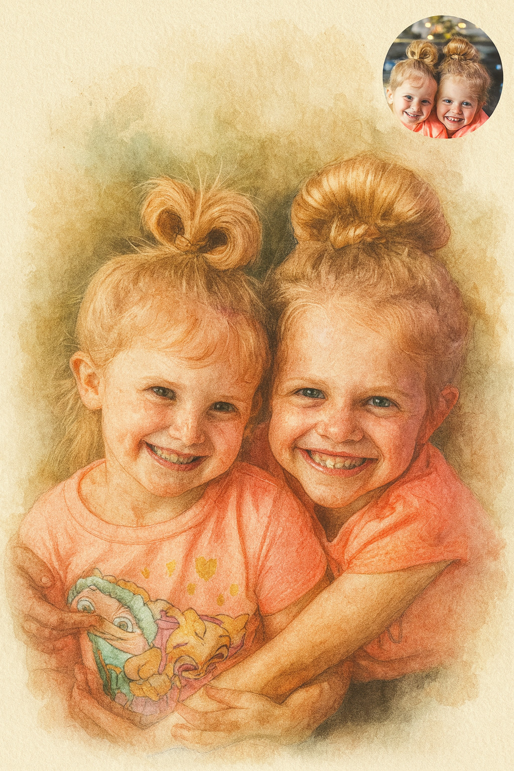 Your Photo to Watercolor Portrait| Digital Art Download| Personalized 3D Art