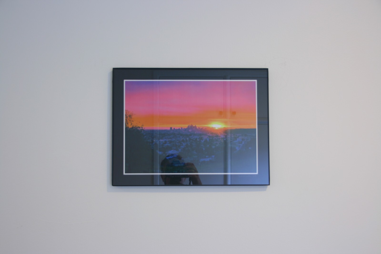 Sunset view of the skyline DTLA, signed & framed digital print, 16×12 in