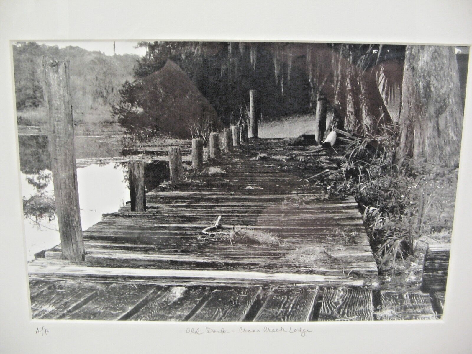 FRAMED MATTED PHOTOGRAPHY Old Dock Cross Creek 16 x 20 A/P by Larry Santucci