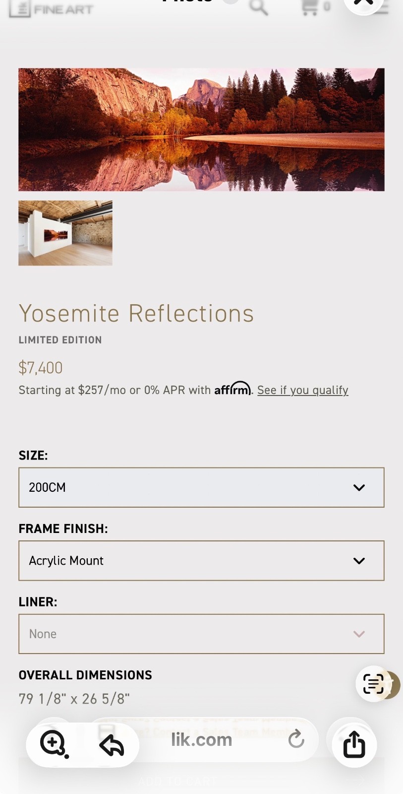 Peter Lik- Certified “Yosemite Reflections” , on Acrylic Framed