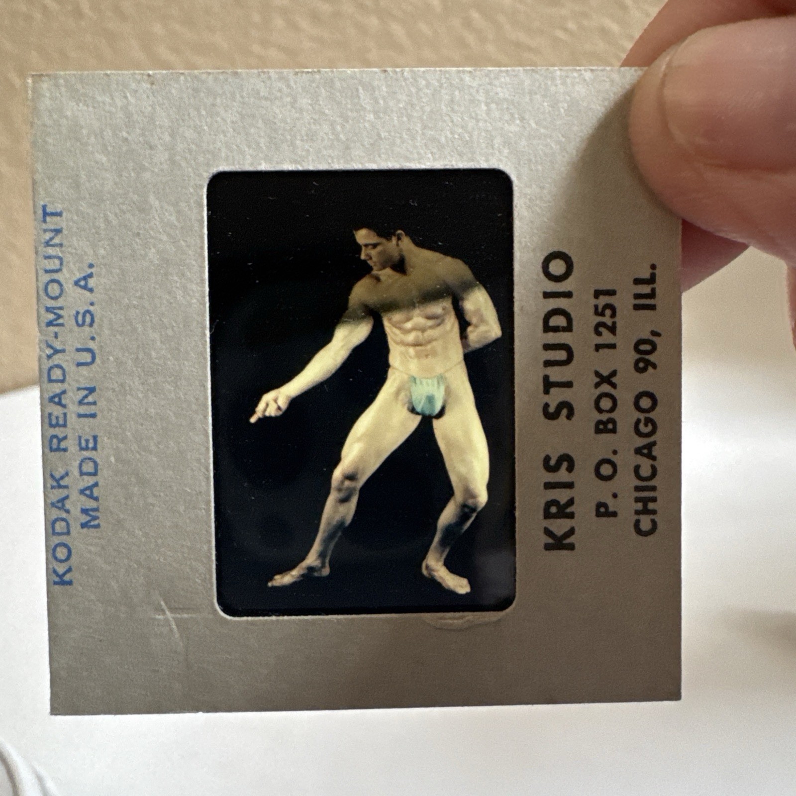 Vintage 24 Male Pin-up Slides Single Slide Risqué Bare Photos Models Pre-1970’s
