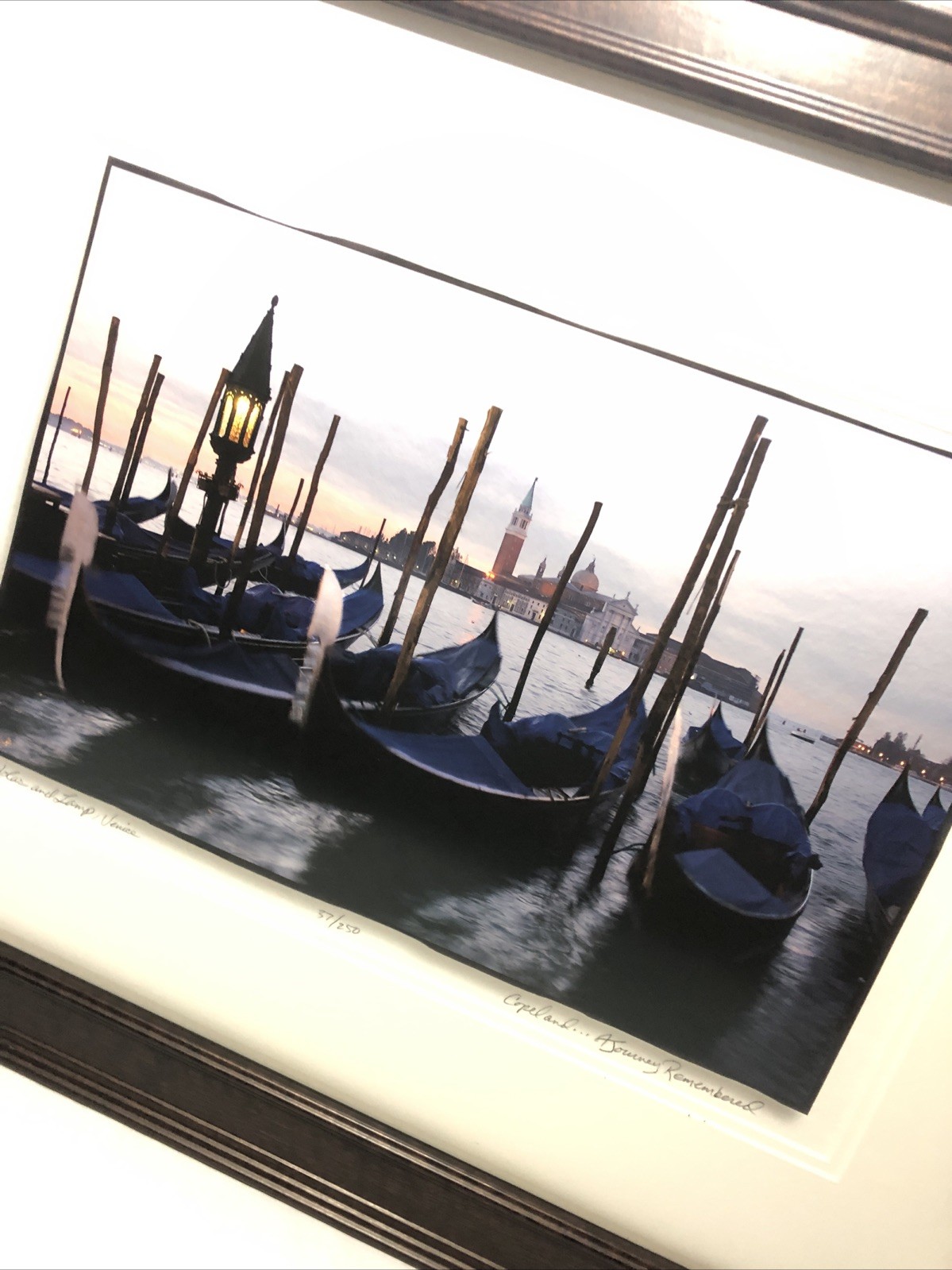 Venice Gondolas Photograph Print-Framed, Matted, Pencil Signed L.E. 27.5”x21.5”