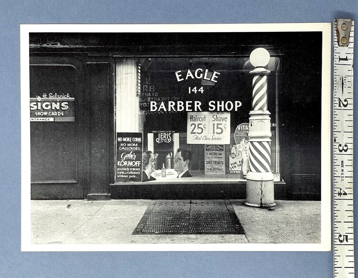 Rudy Burckhardt (1914-1999) Art Announcement Card 1975 – Eagle Barber Shop 1939