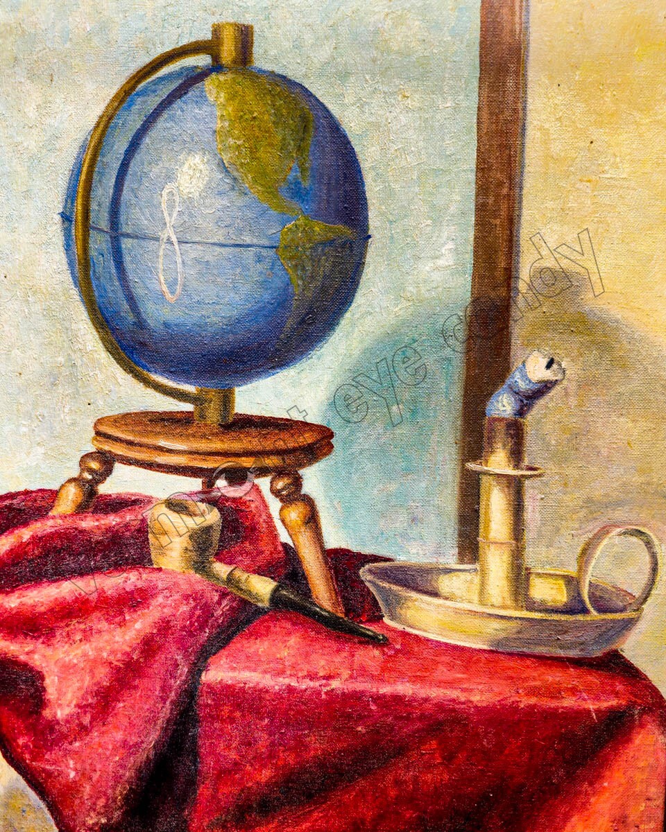 Still Life w/ Globe Pipe Candle Realism DIGITAL DOWNLOAD Print at Home Wall Art