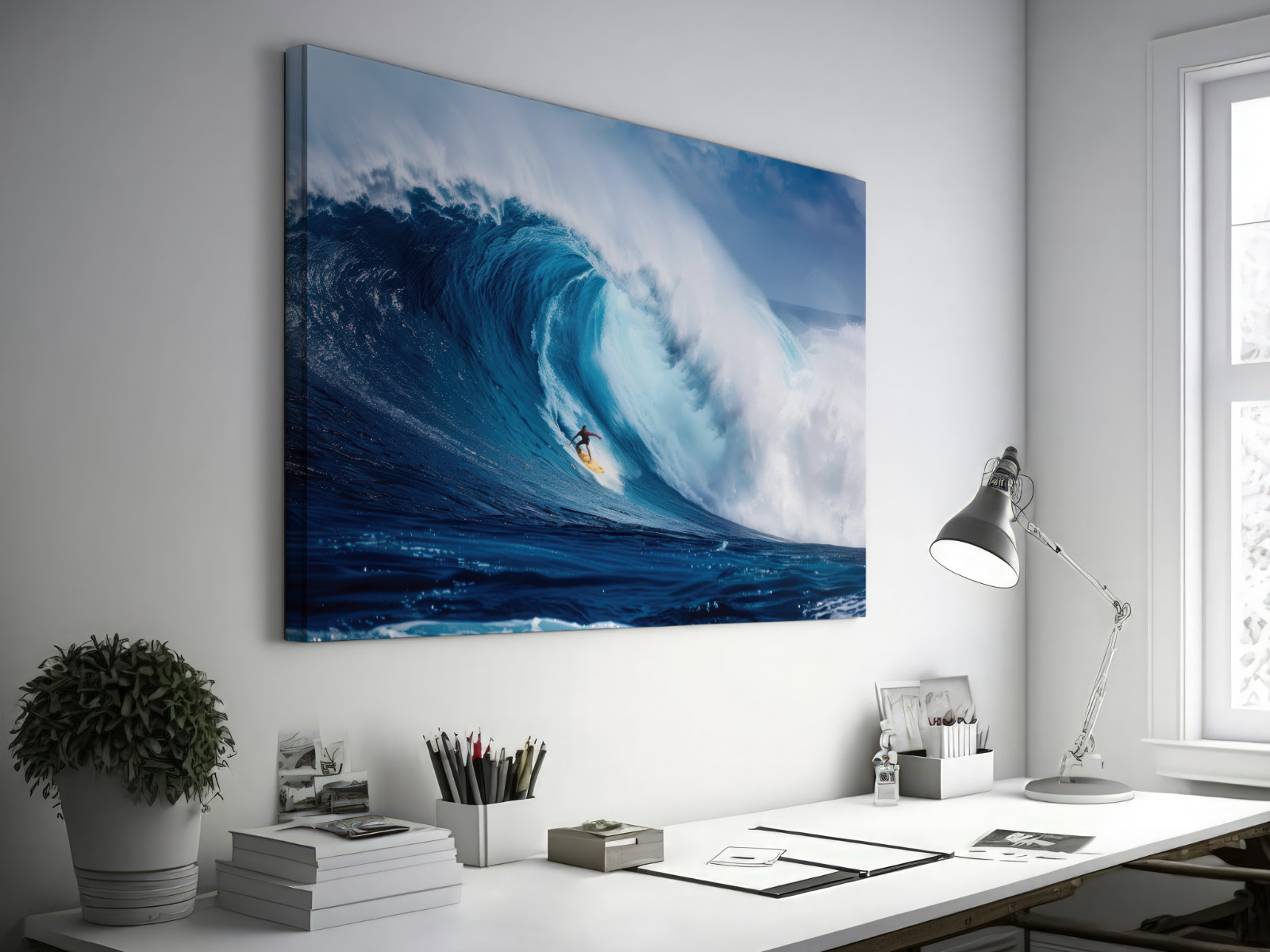 Surfing Photo, Hawaii Beach Surfing, Surfer Image Print, Huge Ocean Waves Beach