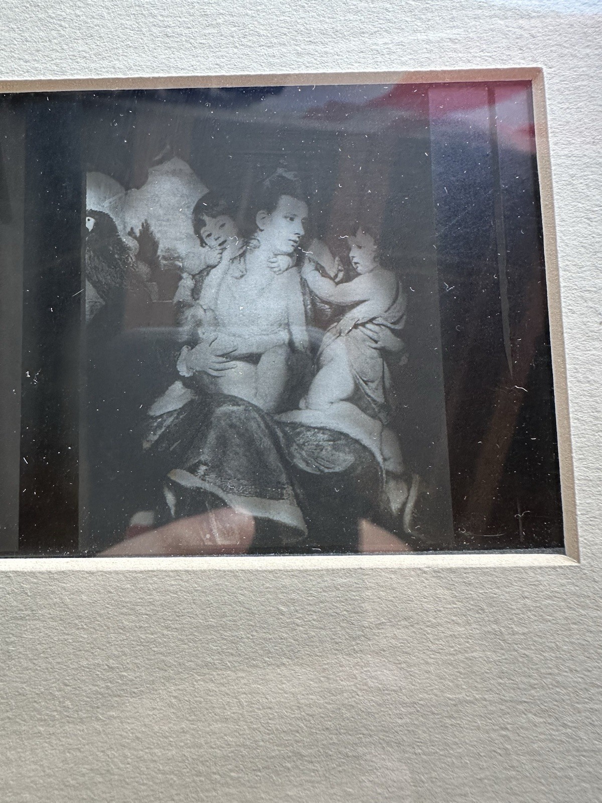 Lot of 2 Custom Framed Matted Magic Lantern Glass Slides 7.5″X 11″ Mother Child