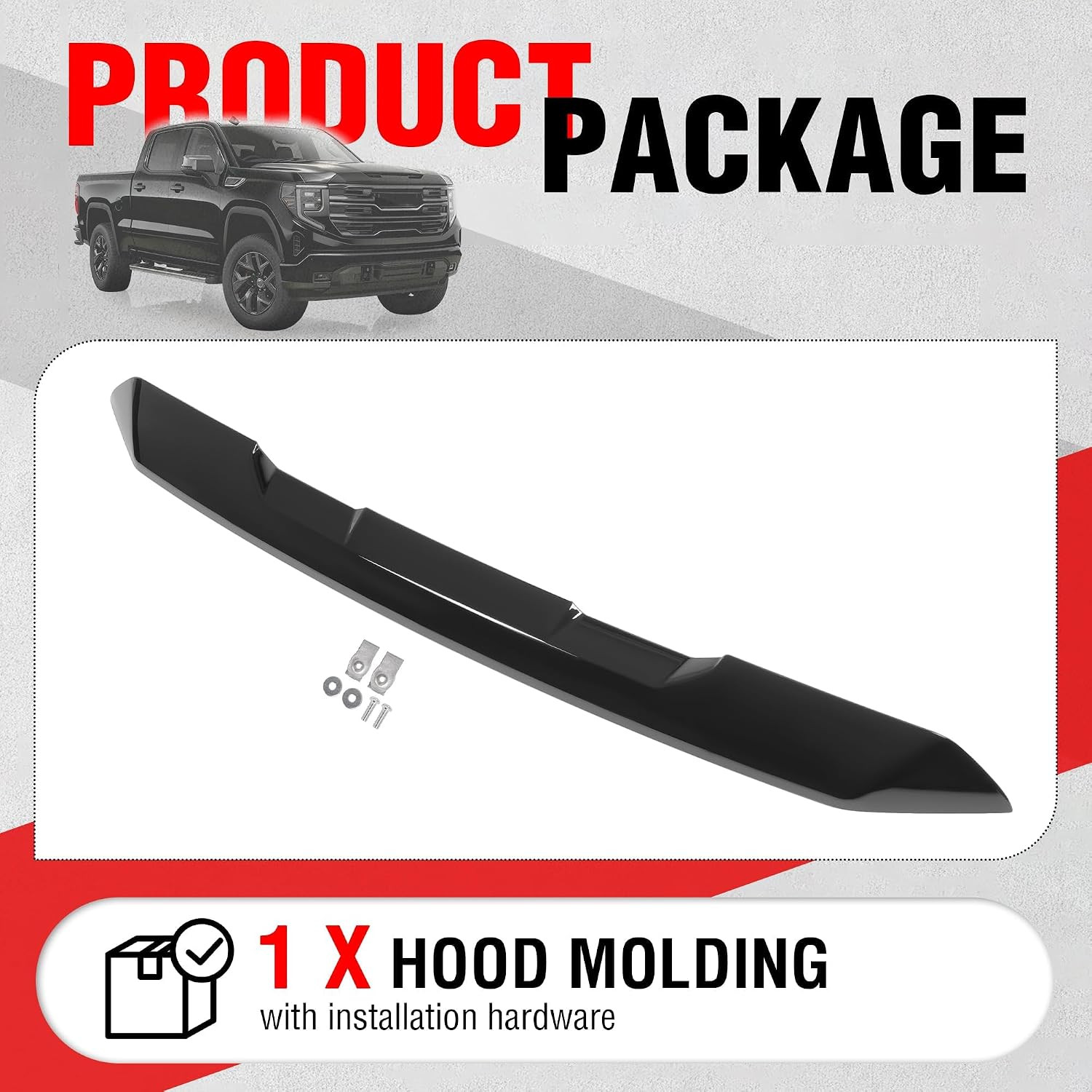Front Upper Hood Molding Trim Compatible with 2022-2025 GMC Sierra 1500 Bumper H