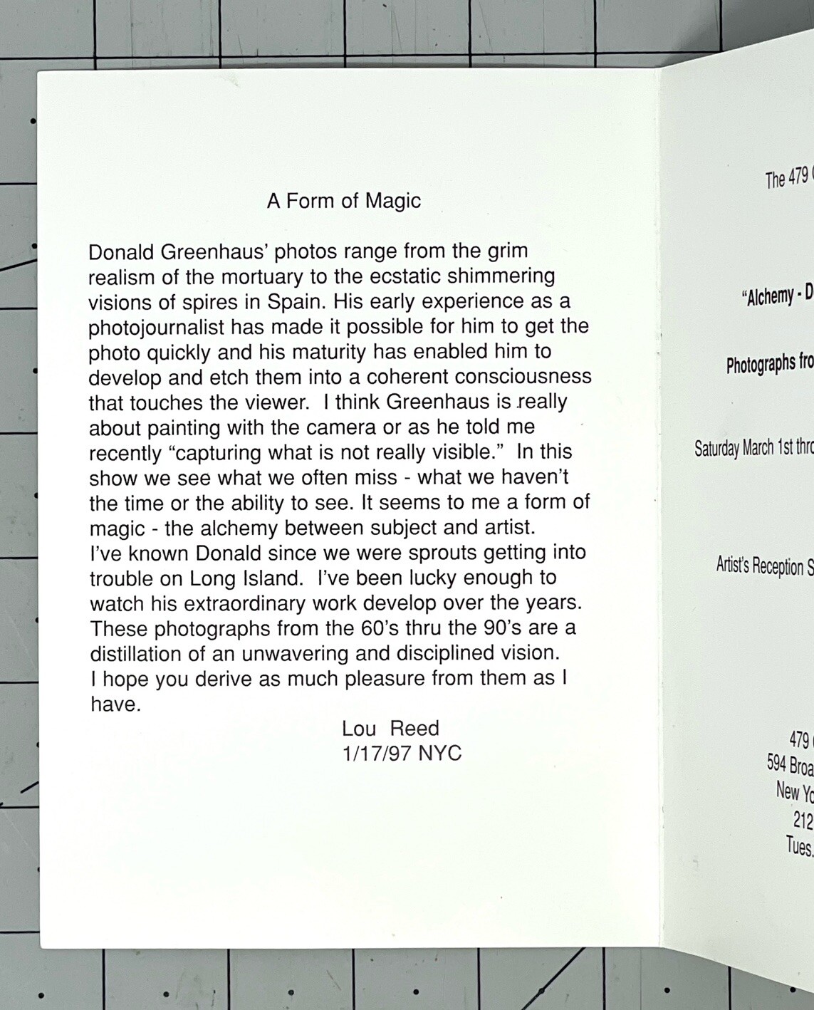 Donald Greenhaus (1941-2007) Art Announcement Card 1997