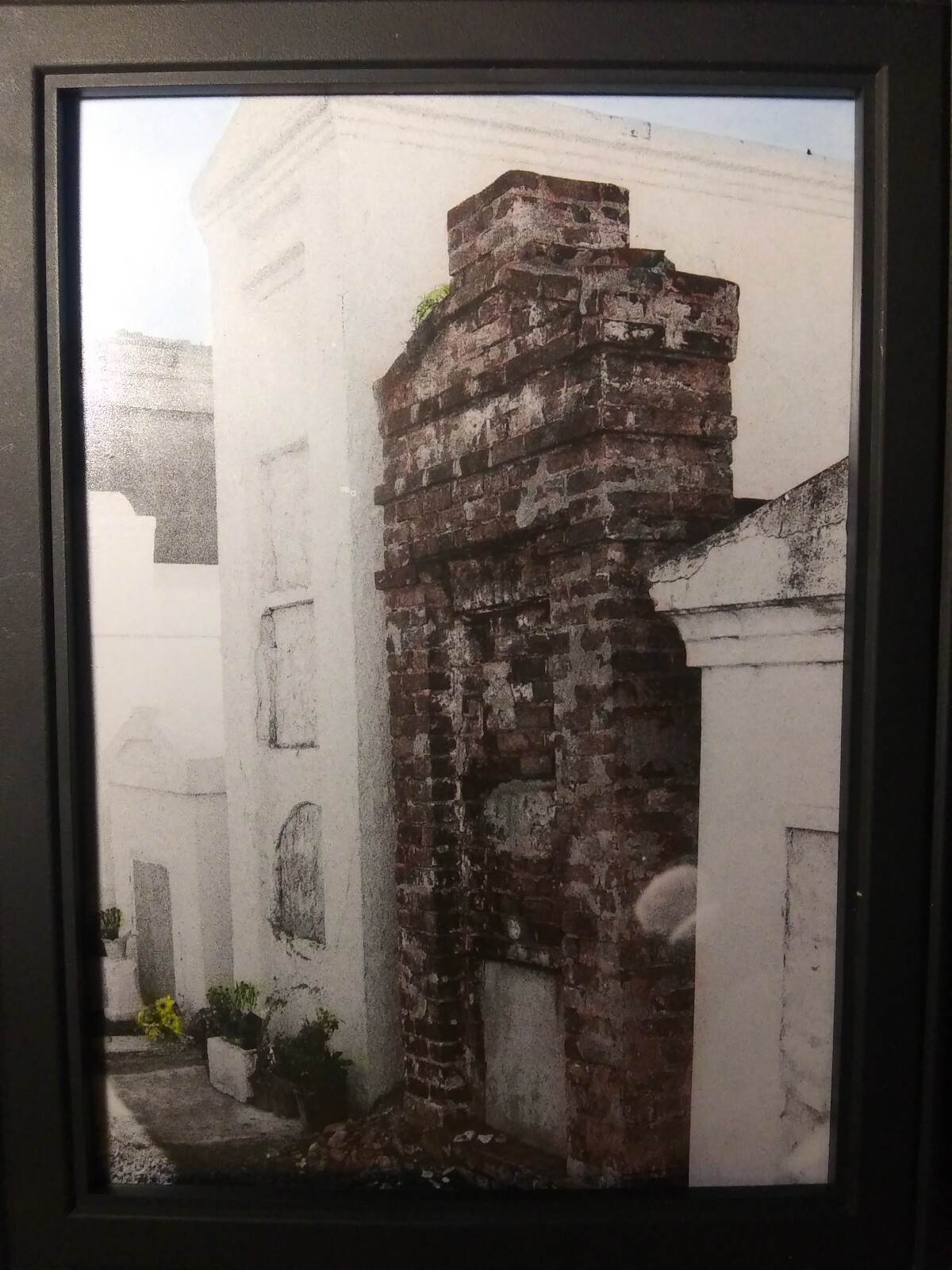 fine art hand-painted B&W prints – New Orleans St. Louis Cemetery #2. 5×7 in.