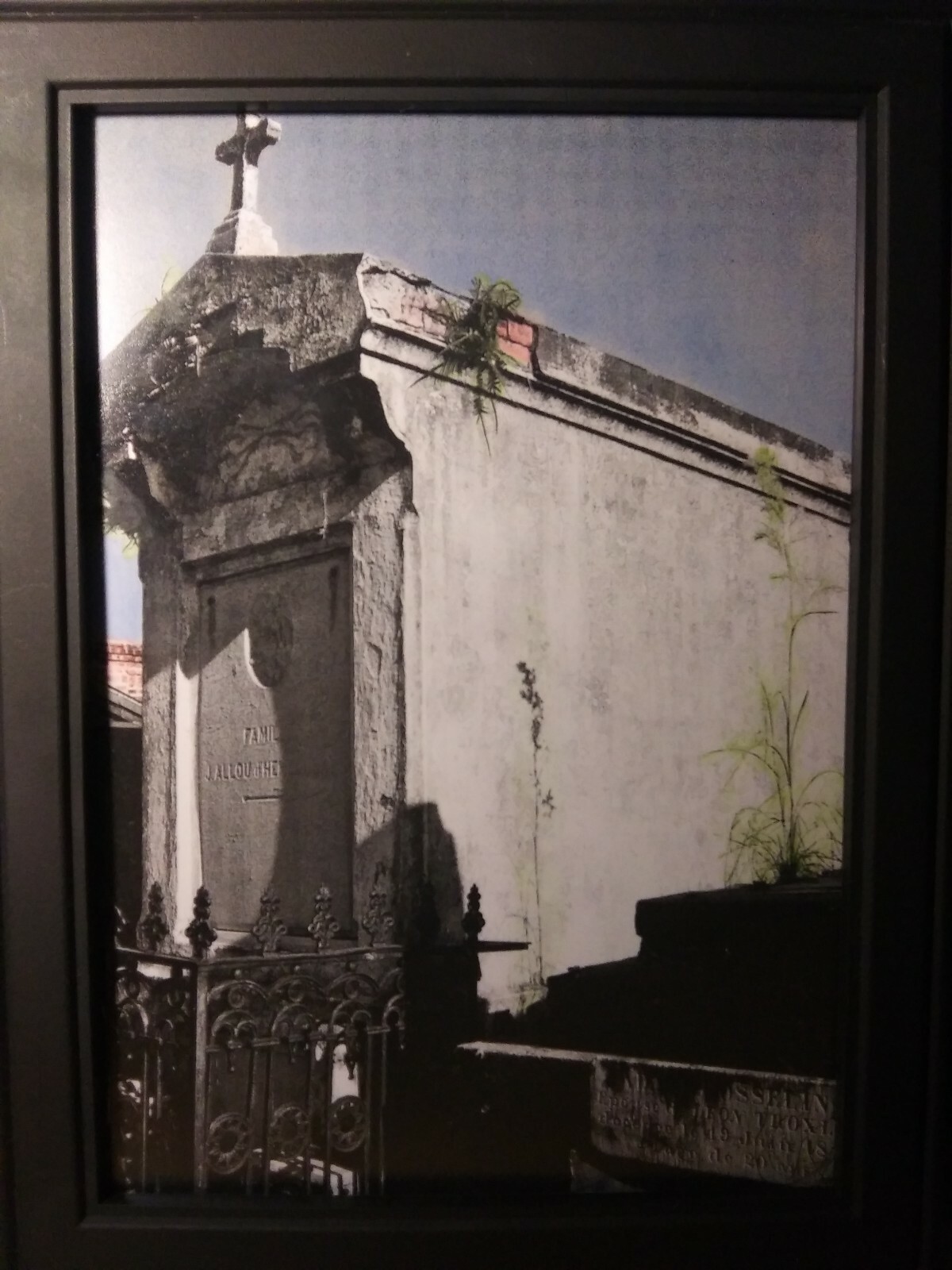 fine art hand-painted B&W prints – New Orleans St. Louis Cemetery #2. 5×7 in.