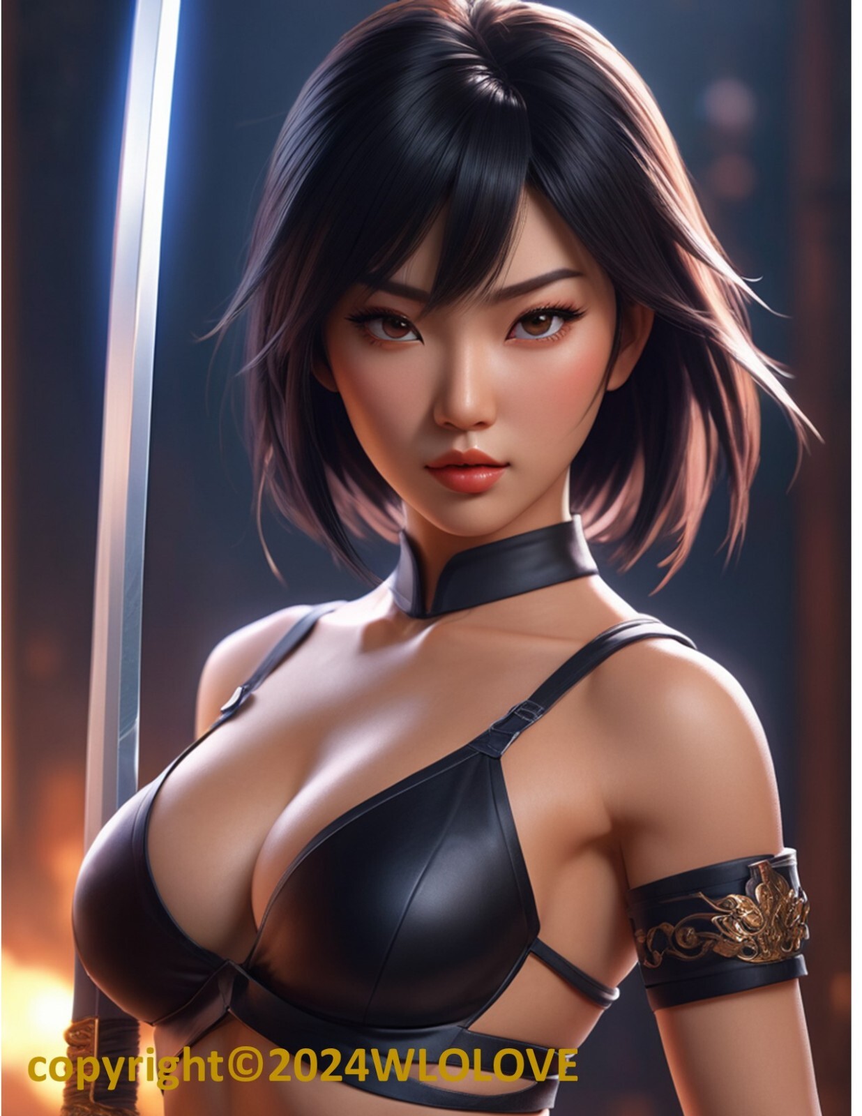 Beautiful Sensual Asian Girl Anime D on Quality semi-gloss Photo Paper 8″x10″