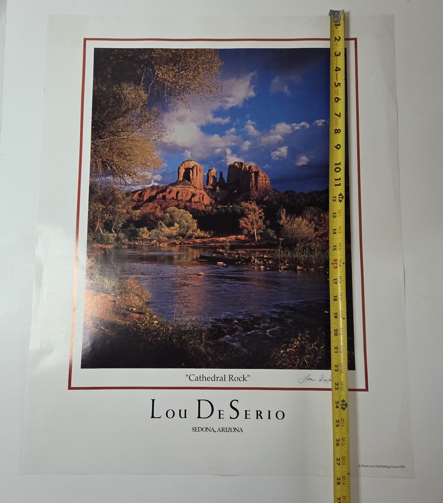 Cathedral Rock Sedona Arizona Lou DeSerio Signed Desert Art Photo Poster 1993