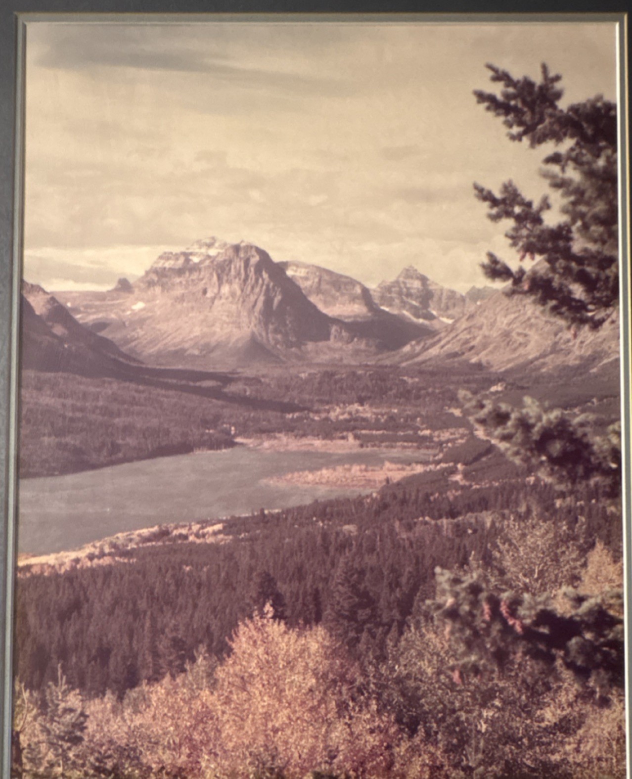 Vintage Glacier National Park St Mary Lake Large Framed Double Matted Photo