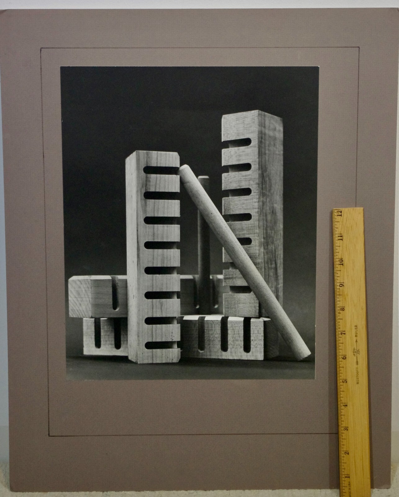 B&W Photograph- Unframed Matted Signed- Still-life Geometric Architectural Shape