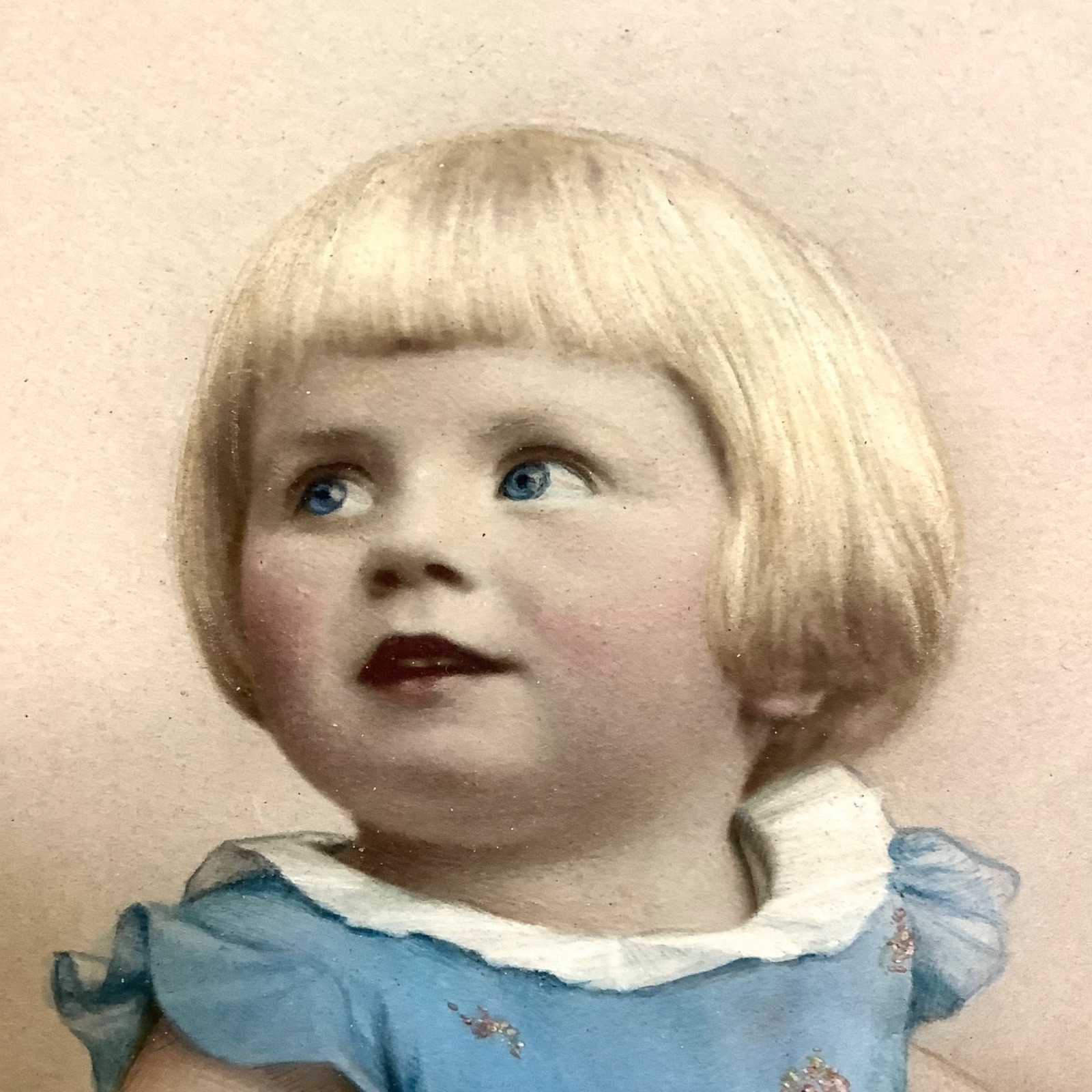 1930s Hand Tinted Photo Etching Engraving Girls Portrait Auto Car Bacon & Sons