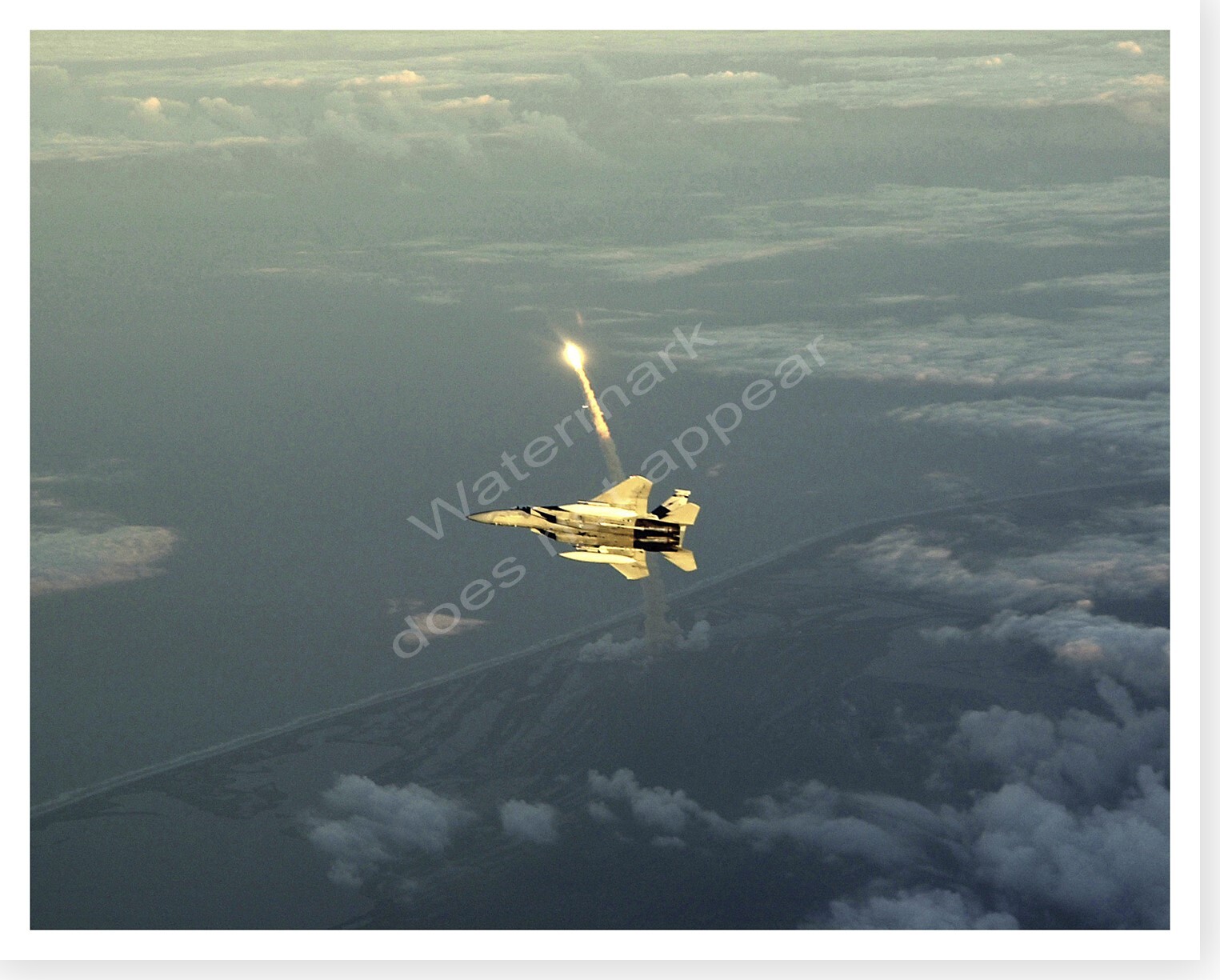 F-15C Eagle Fighter At Space Shuttle Endeavour Launch 8×10 Silver Halide Photo