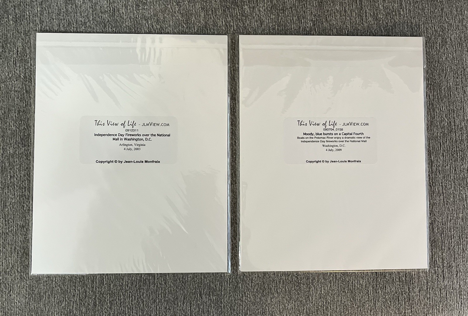 Art Print Set of 2 Fireworks by Jean-Louis Monfraix Washington, DC 2003 and 2009