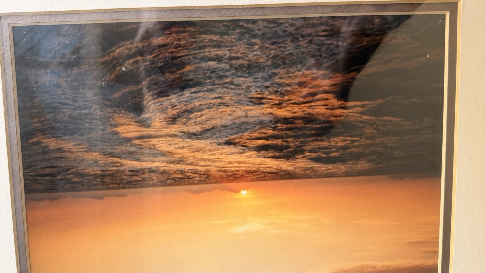 Framed Sunset Seascape Landscape Color Photograph with Black Frame