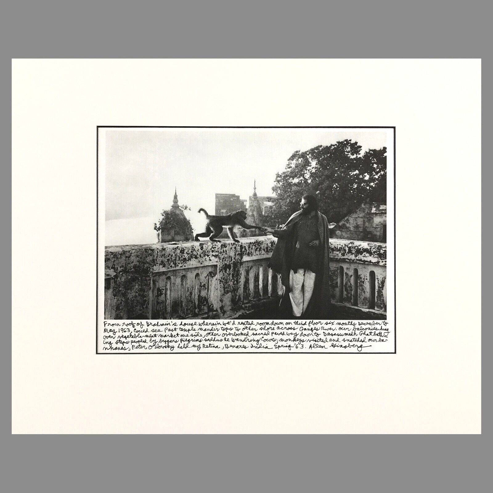 Allen Ginsberg, Benares, India, 1963 Photograph – Matted Print 16 x 20