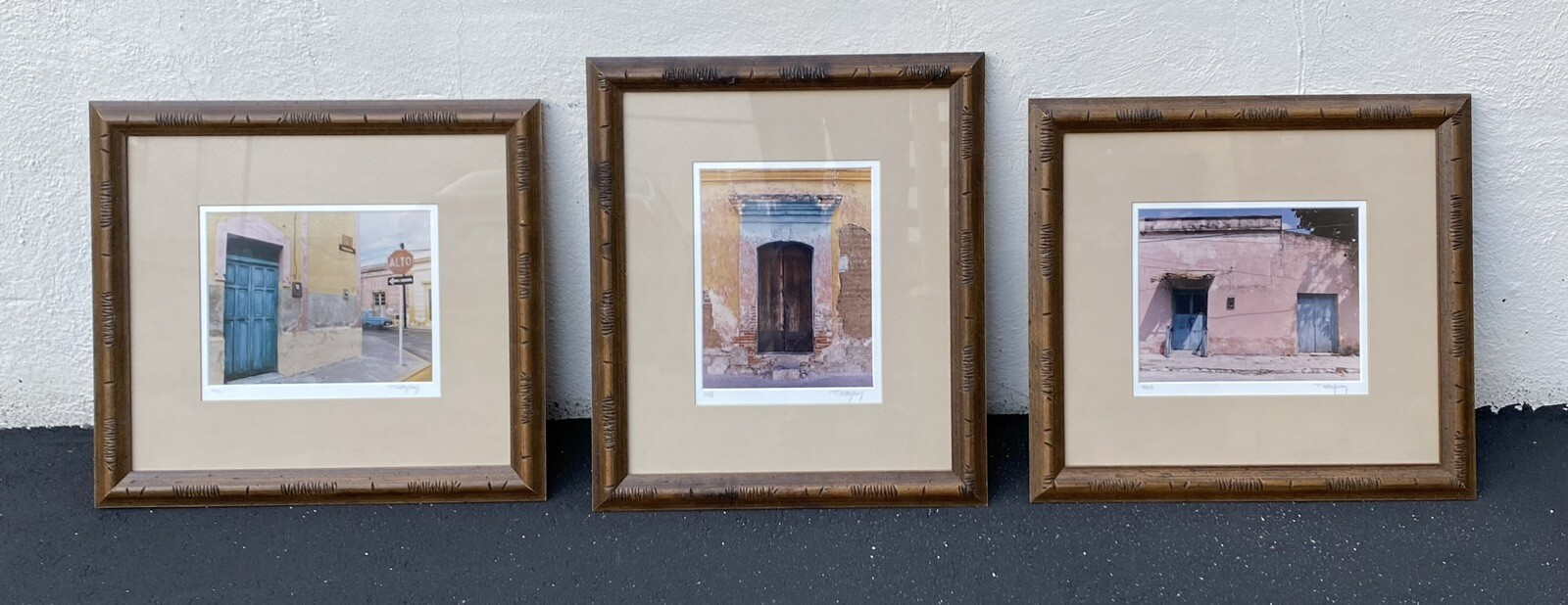 Vintage Trio of Framed Photographs, Signed and Dated RUSTIC DOORS