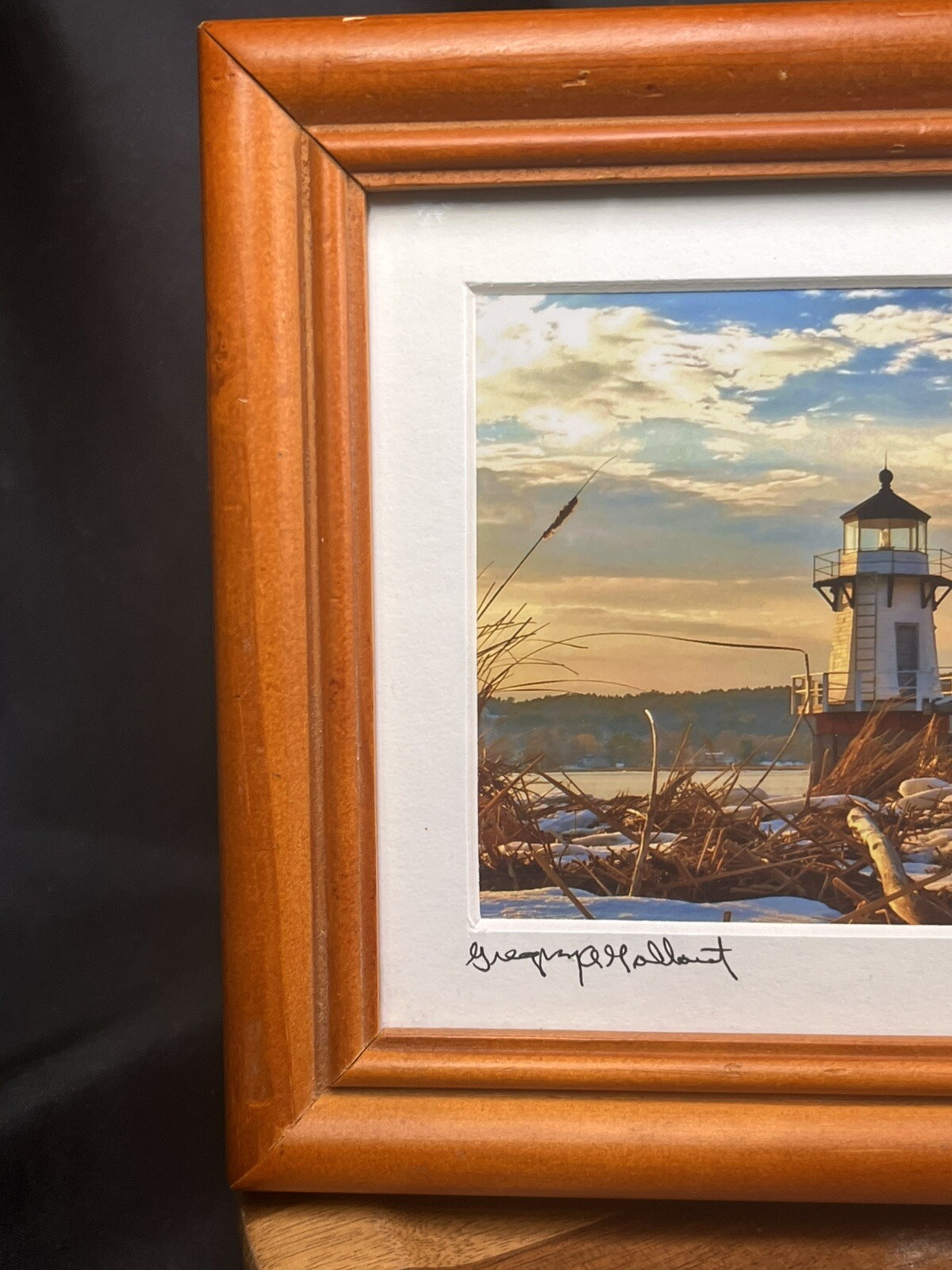 Signed,Framed, Matted Photo Doubling Point Lighthouse Maine By Greg Gallant