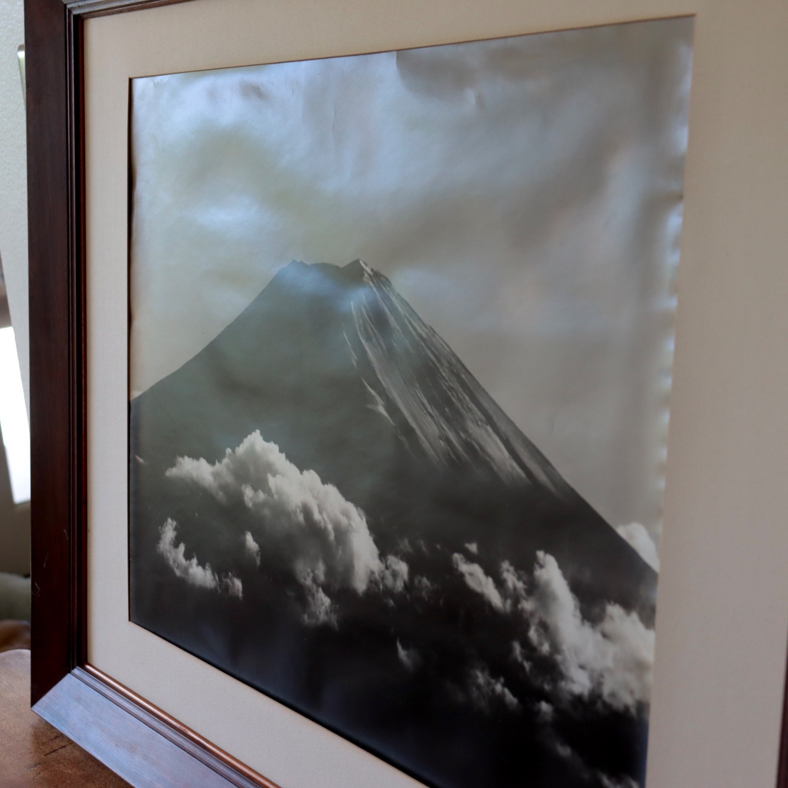 Large 1950s Photograph Mt Fuji Summer Koyo Okada Silver Gelatin Print Japan Vtg