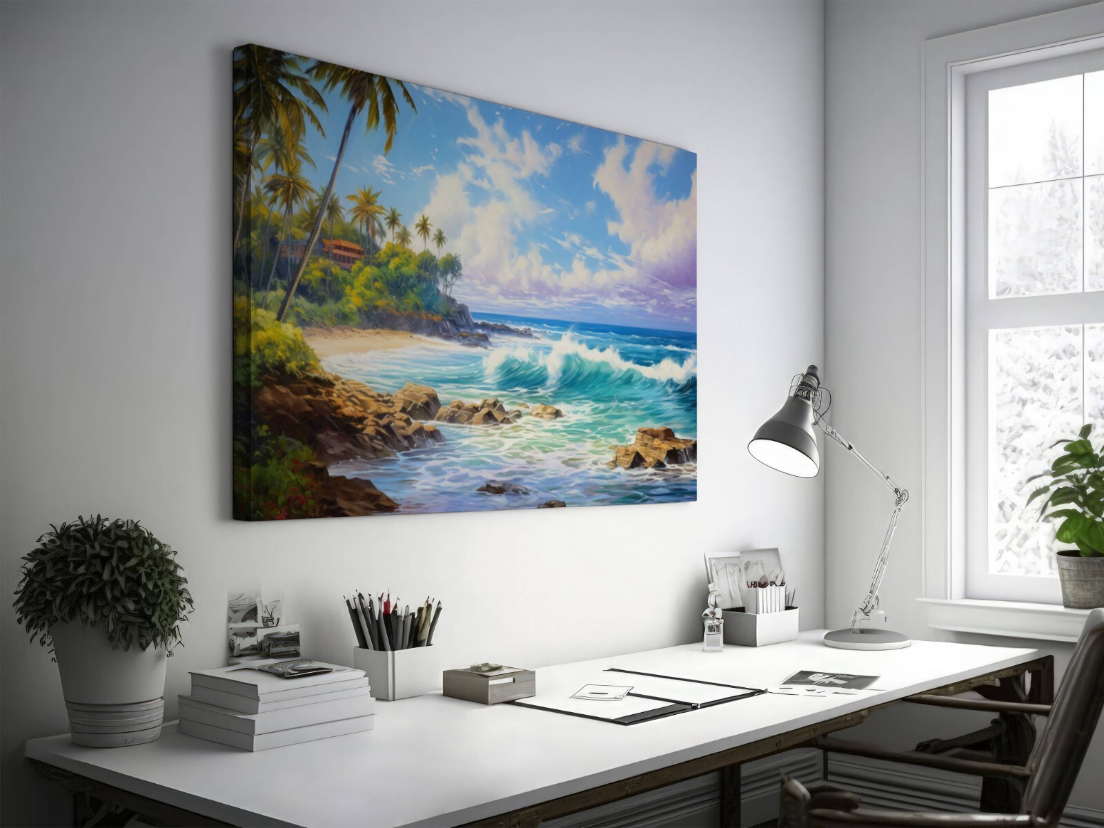 Hawaii Beach Ocean Painting, Hawaii Watercolor Painting Kauai Maui Honolulu Art