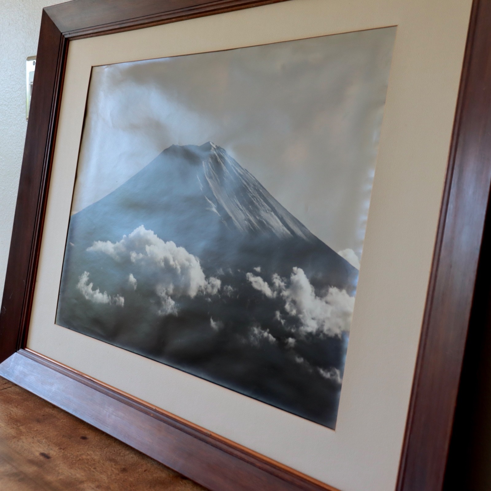 Large 1950s Photograph Mt Fuji Summer Koyo Okada Silver Gelatin Print Japan Vtg