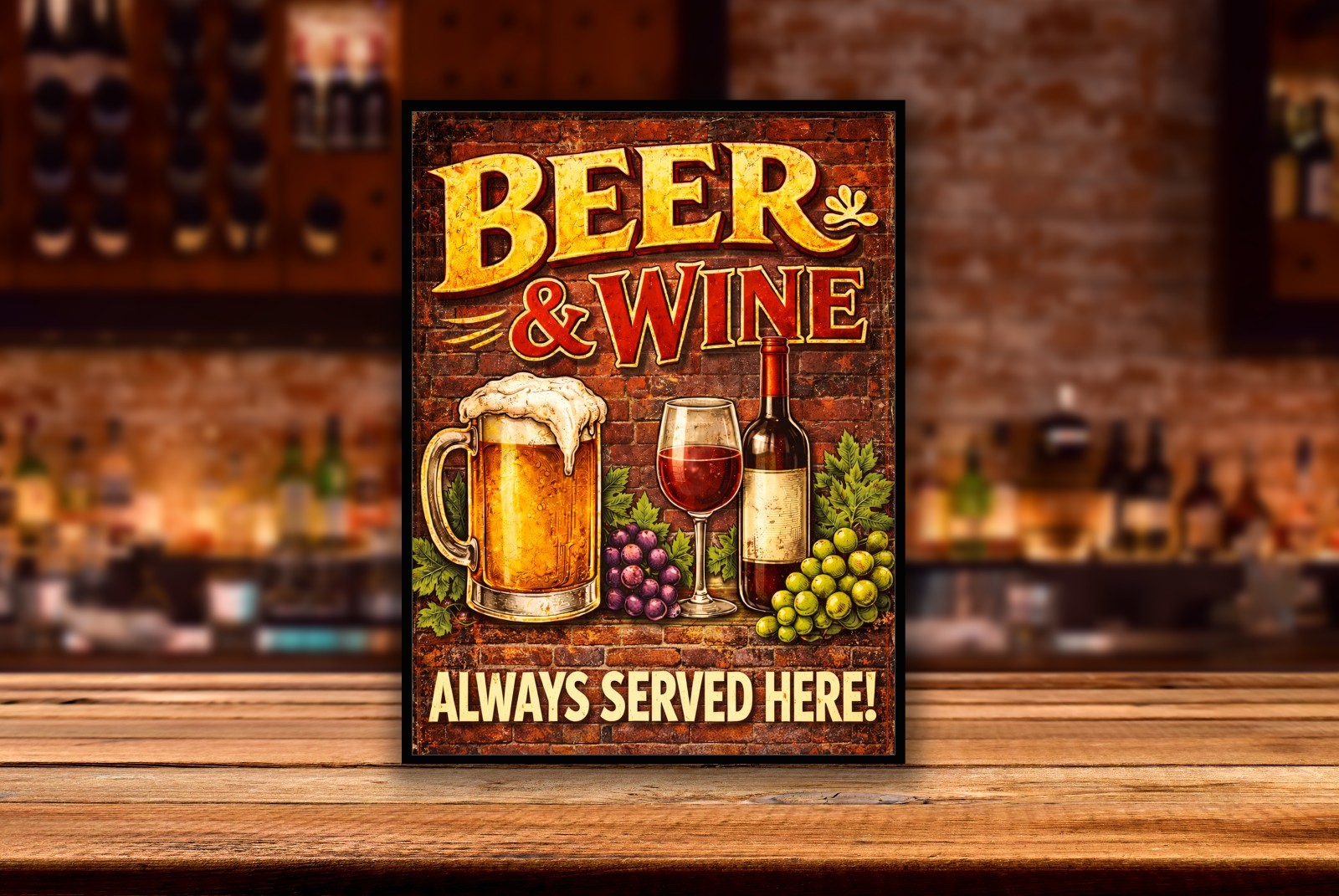 18″x24″ Beer and Wine Served Here Top Quality Photo Art Print