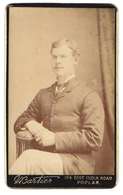 Photograph H. Bartier, Poplar, East India Road 134, Portrait of a Seated Man