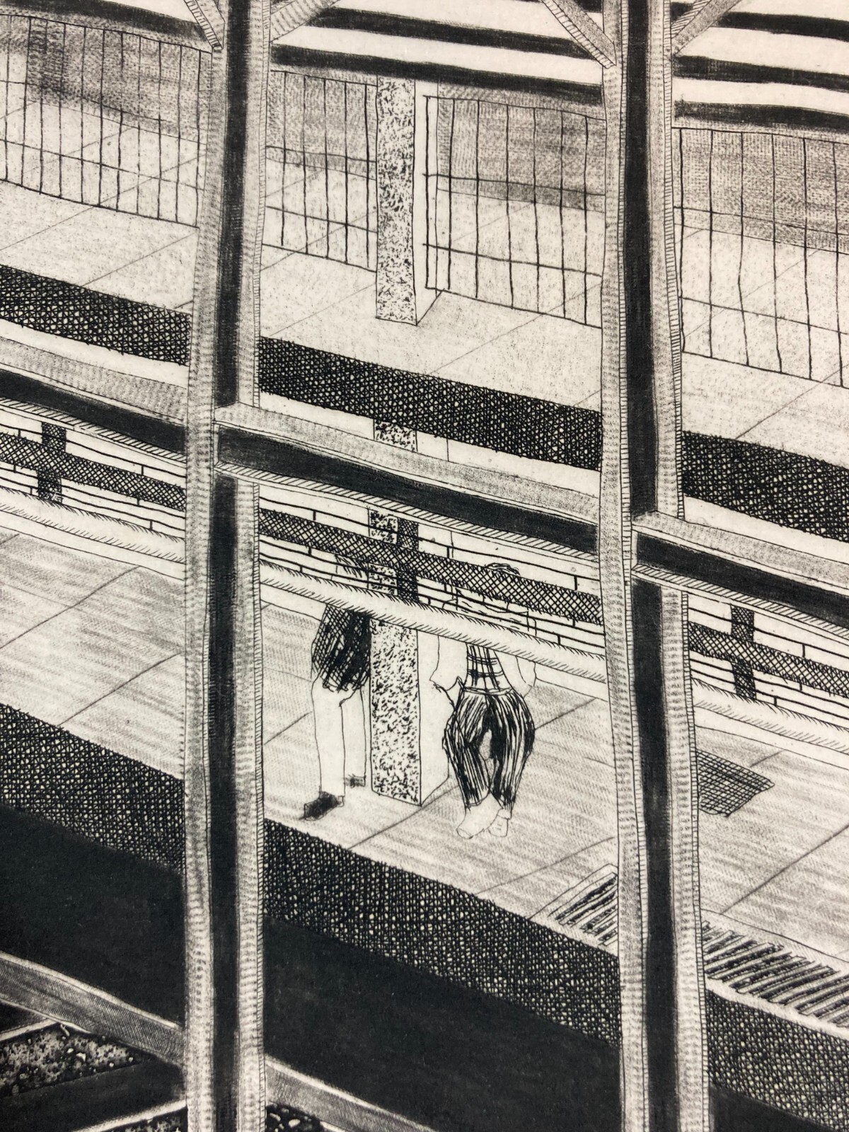 LEONARD SUSSMAN Signed NEW YORK CITY SUBWAY 1977 GELATIN SILVER PRINT & ETCHING