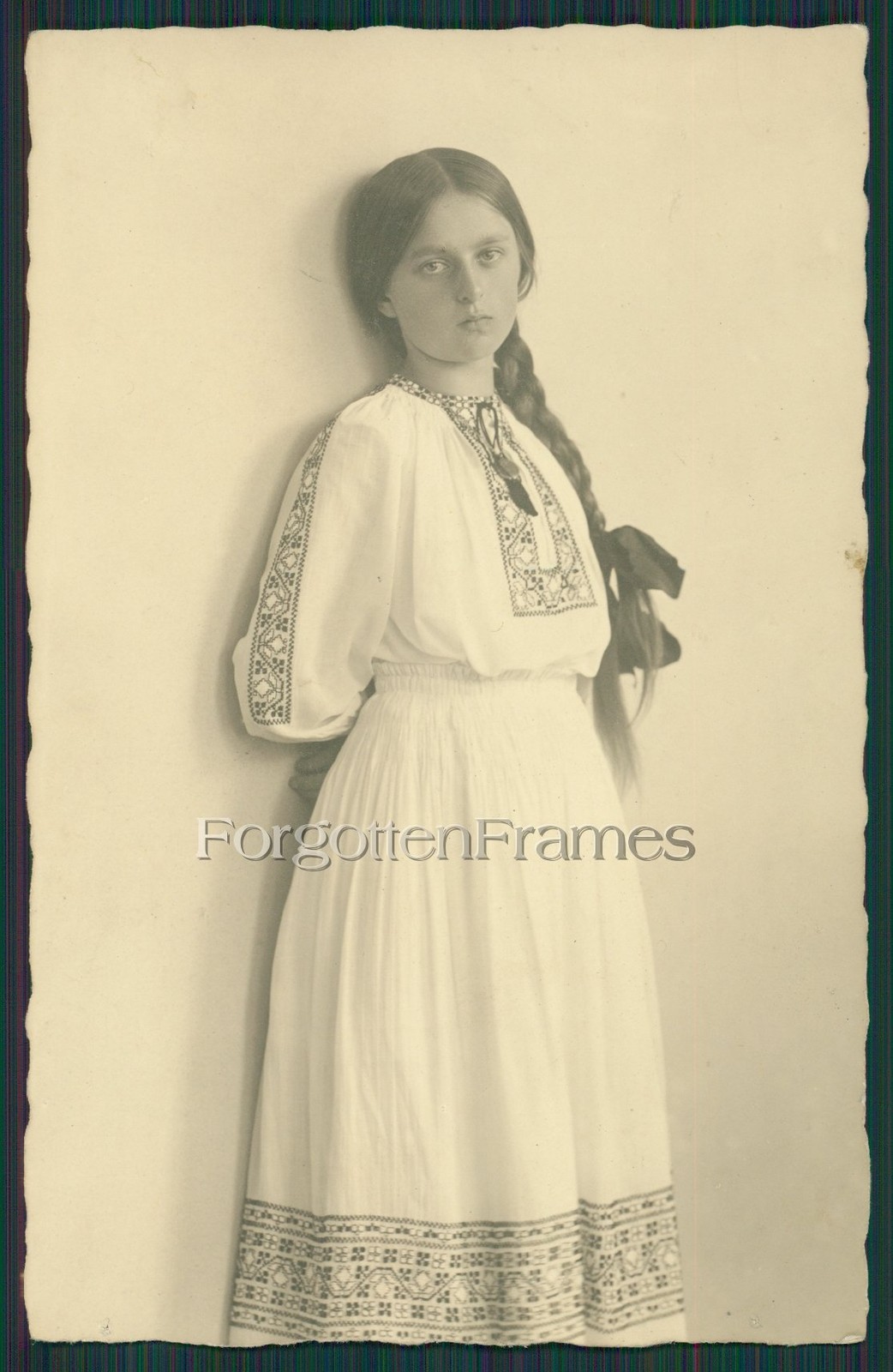 Photo Pretty Girls Pigtails Galicia Ukraine Poland Poses PIGTAIL GIRL Photo 1916