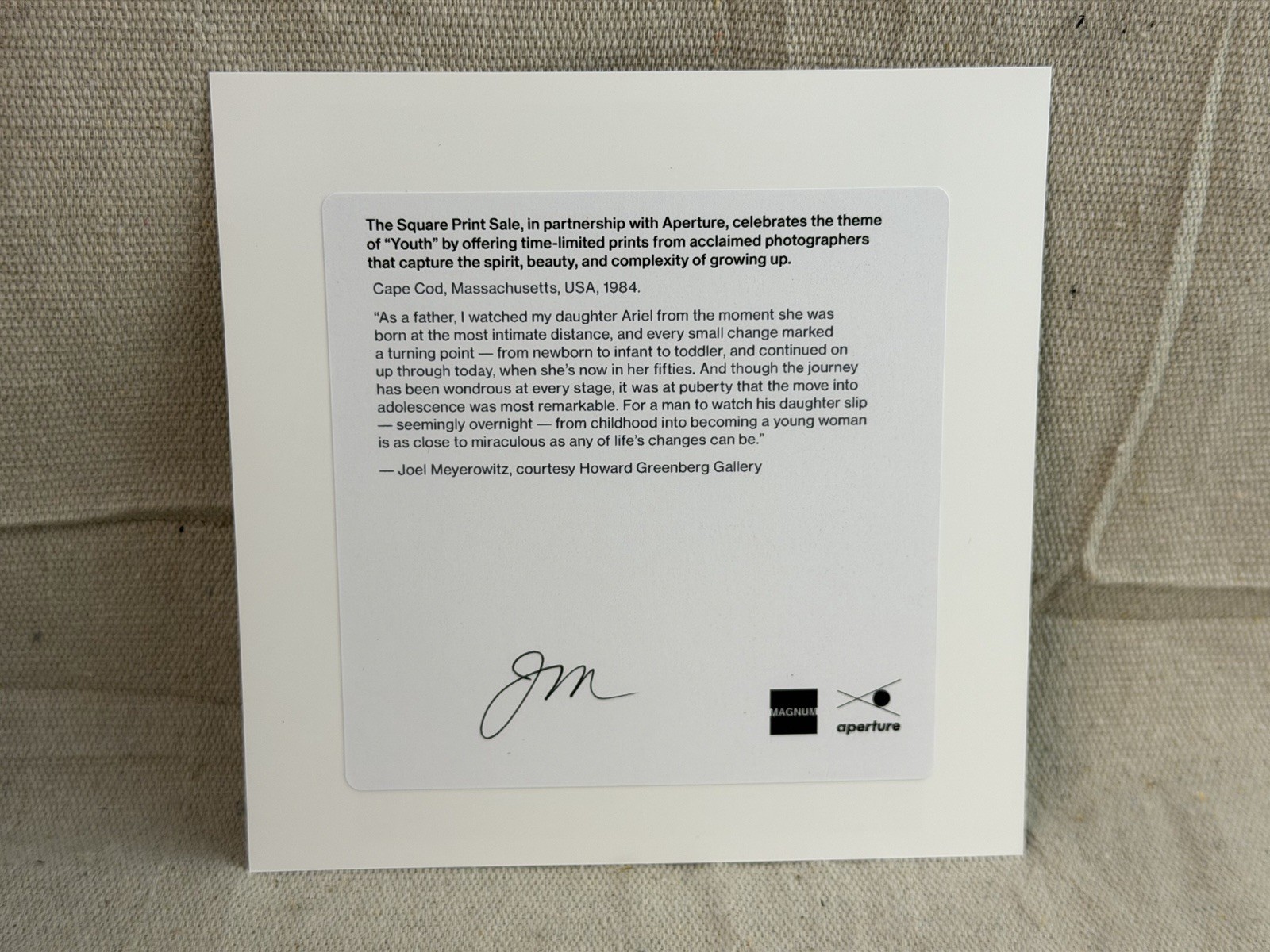 Joel Meyerowitz – Signed – Cape Cod, Massachusetts. 1984 – Magnum 6″x6″