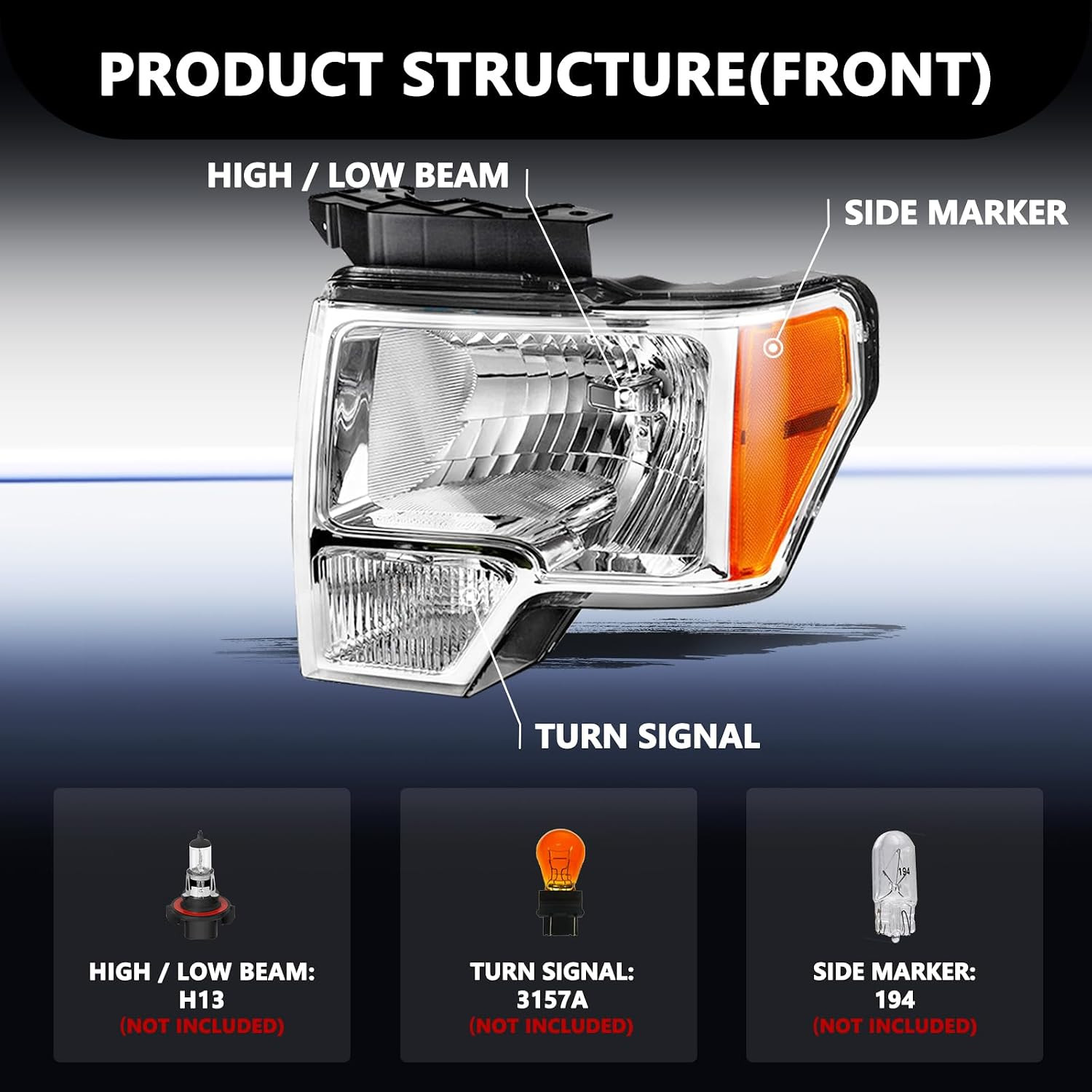 Halogen Headlights Assembly for 2009-14 Ford F150 | Adventure-Ready Weather Seal