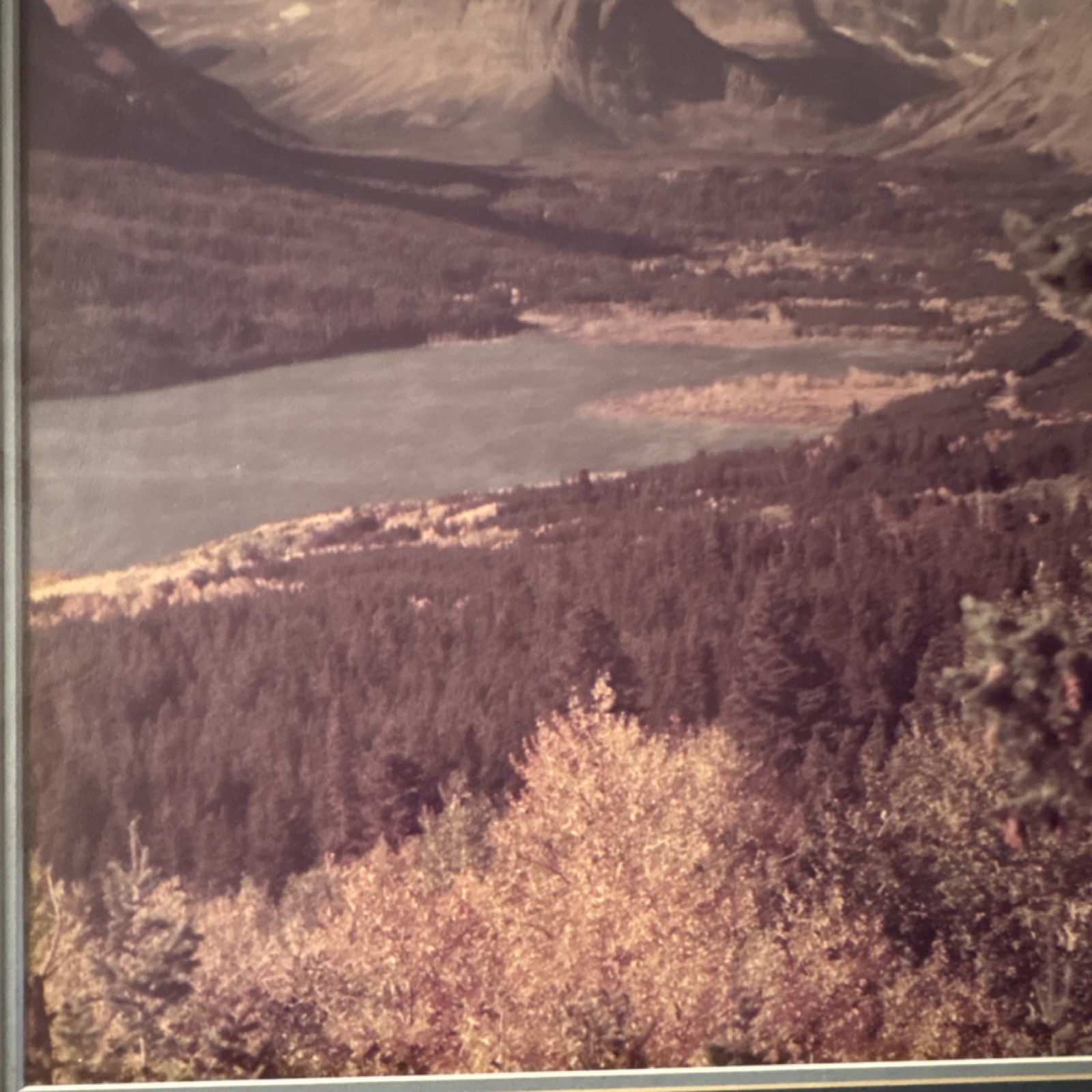 Vintage Glacier National Park St Mary Lake Large Framed Double Matted Photo