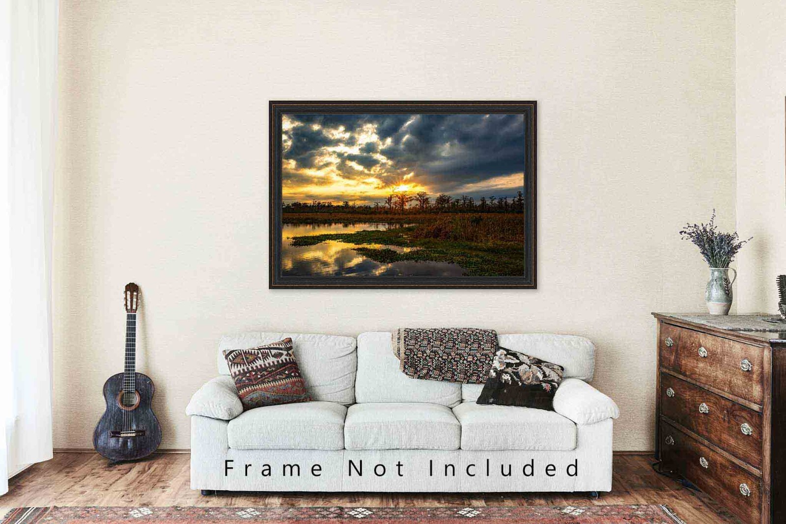 Swamp Photography Print – Golden Sunset Over Bayou in Louisiana