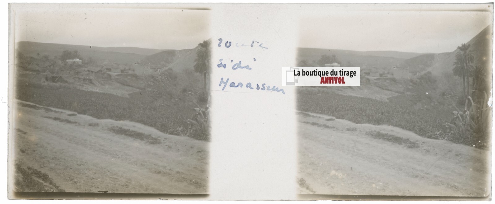 Sidi Harazem, Morocco, Stereo Glass Plate, Positive Black & White 4.5X10.7 Cm