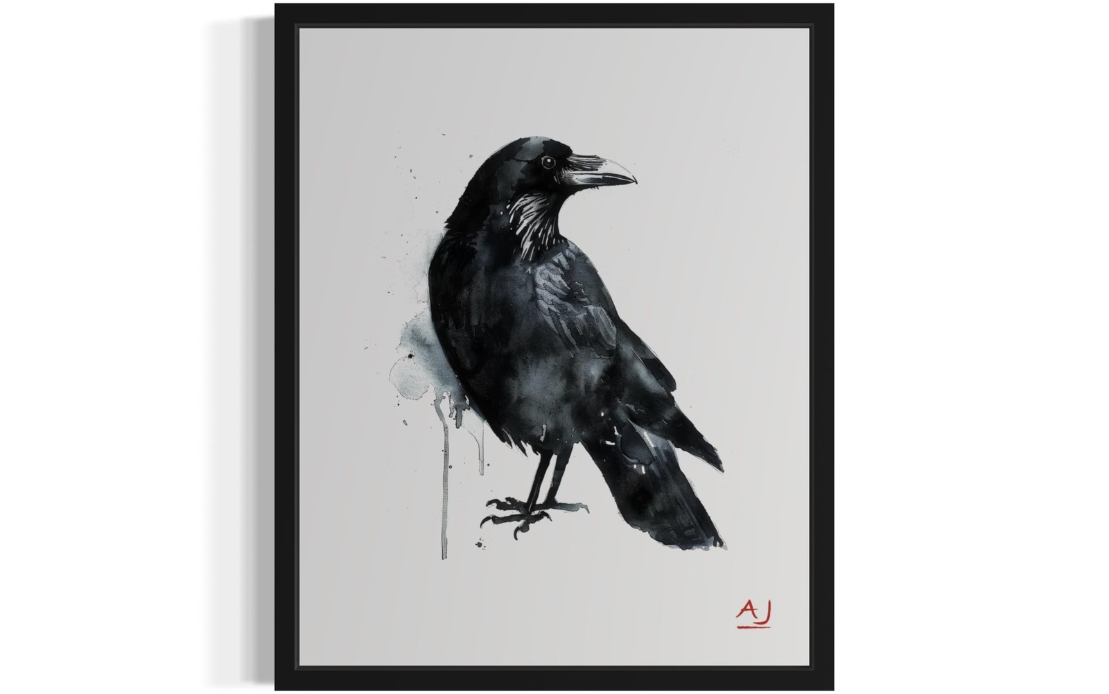 Crow Art Print Poster, Bird Watercolor Painting, Nature Animal Wall Decor Bir…