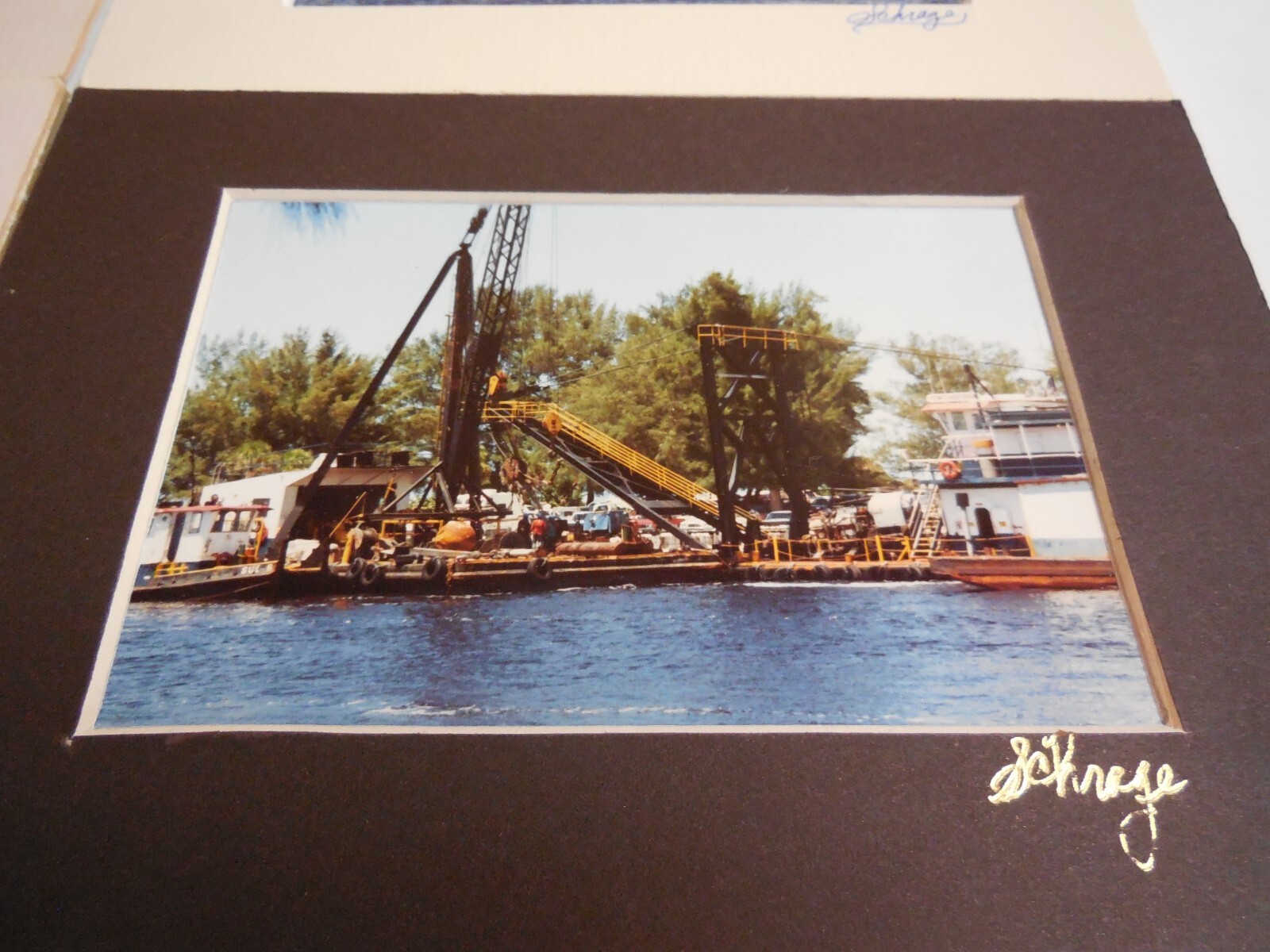 O6 Venice Florida set 4 Color Photograph Matted & Signed Water Tug Boat Schrage