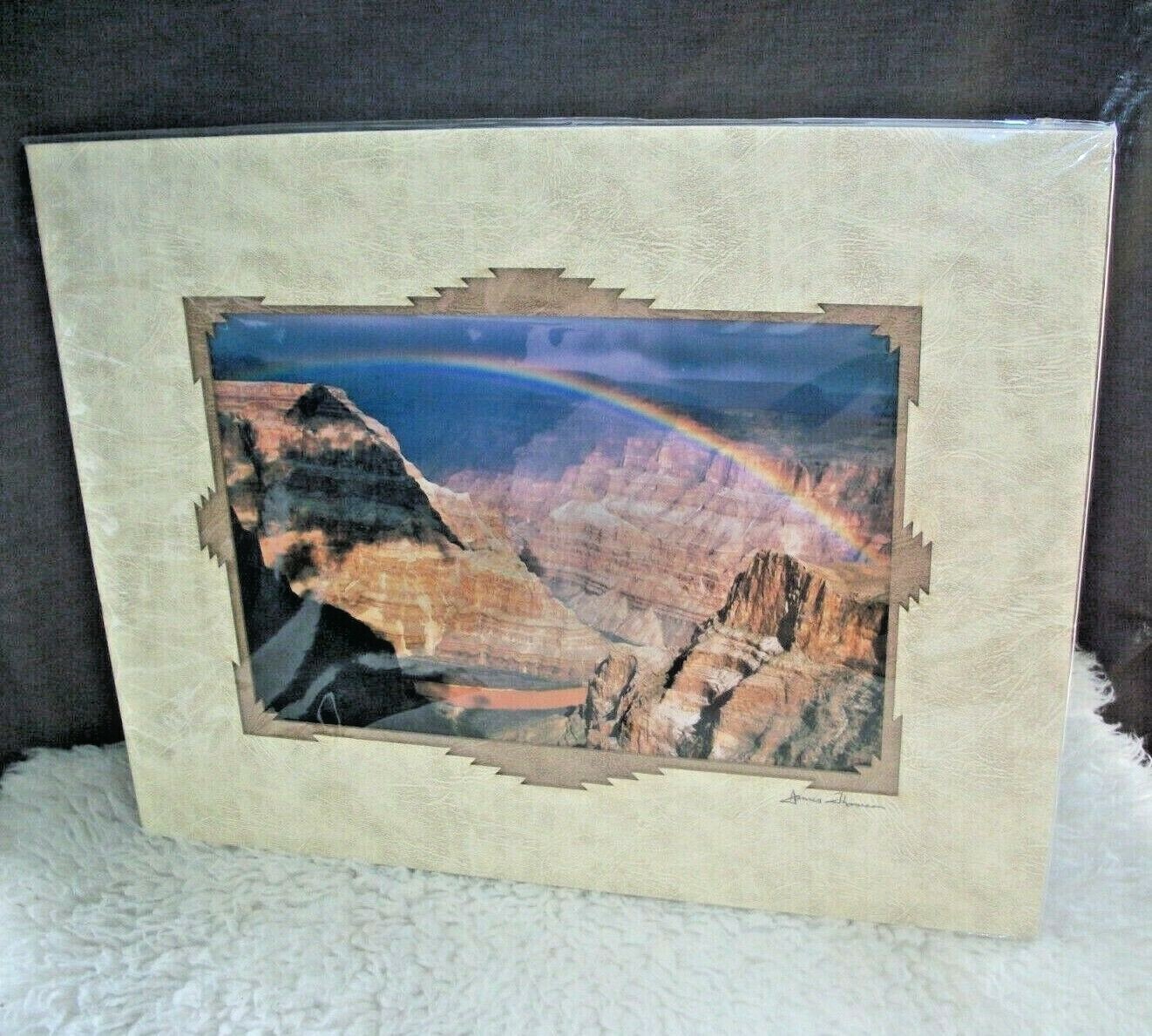 Grand Canyon Rainbow Over Colorado River AZ Photograph Cut Matte Artist Signed