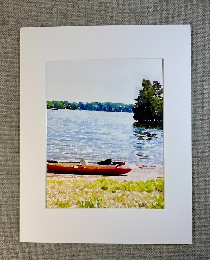 Kayaking Digital Watercolor Original Photograph 8 X 10 Matted To 11 X 14 Signed