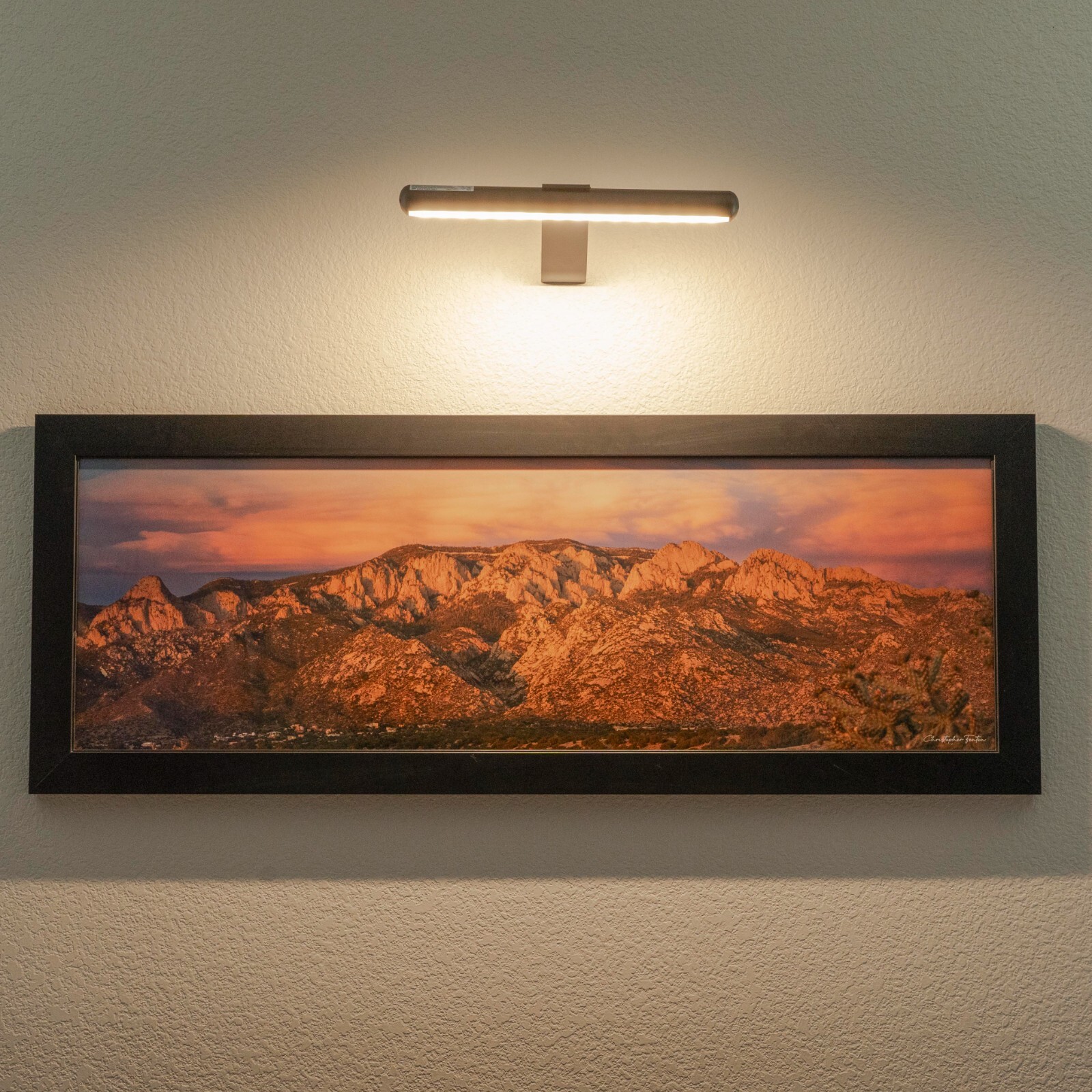 Sandia Mountain Sunset 11.7″ x 36″ Panoramic Framed Archival Print