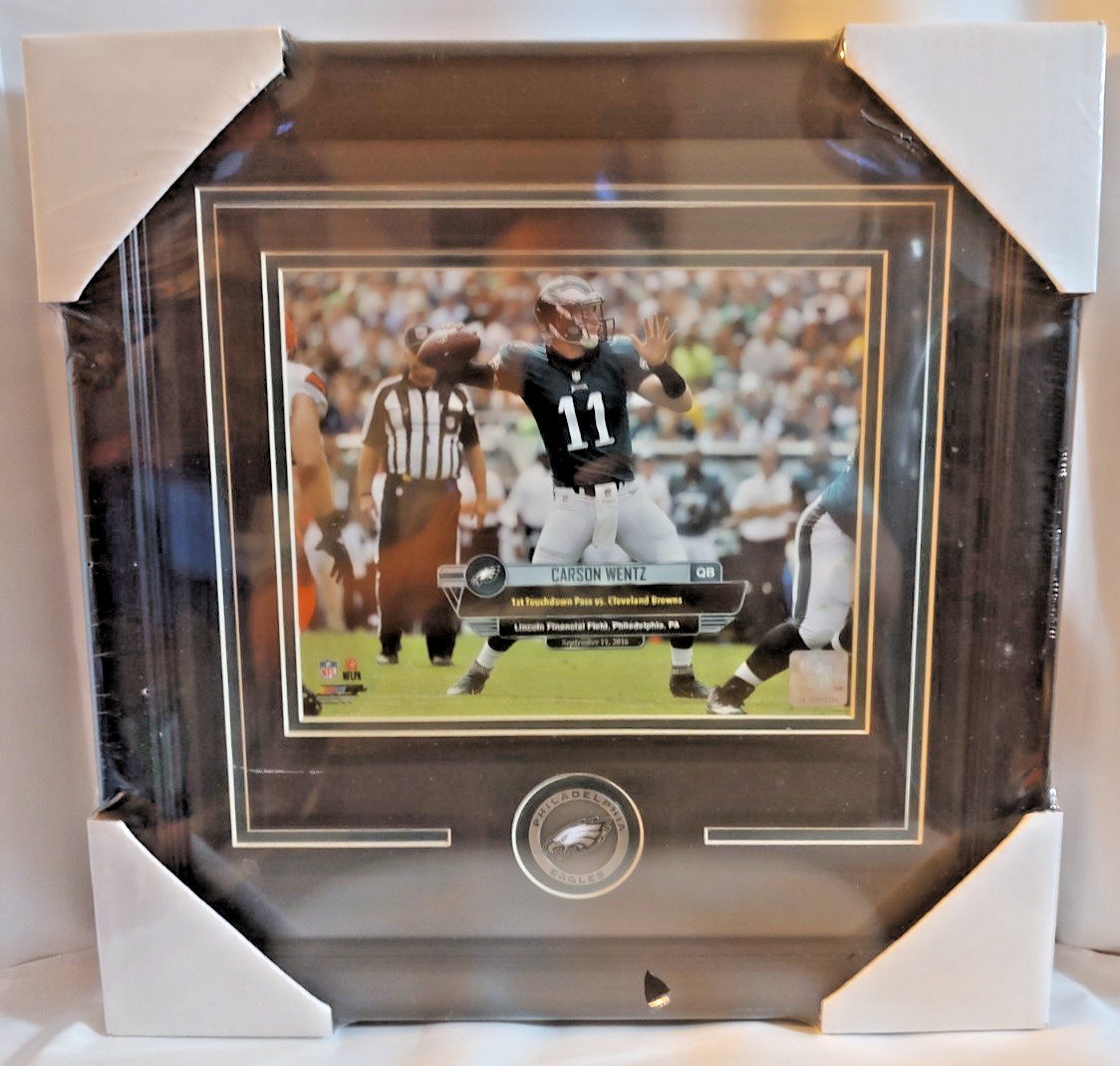 Carson Wentz Philadelphia Eagles First Touchdown Pass Framed 16 x 16