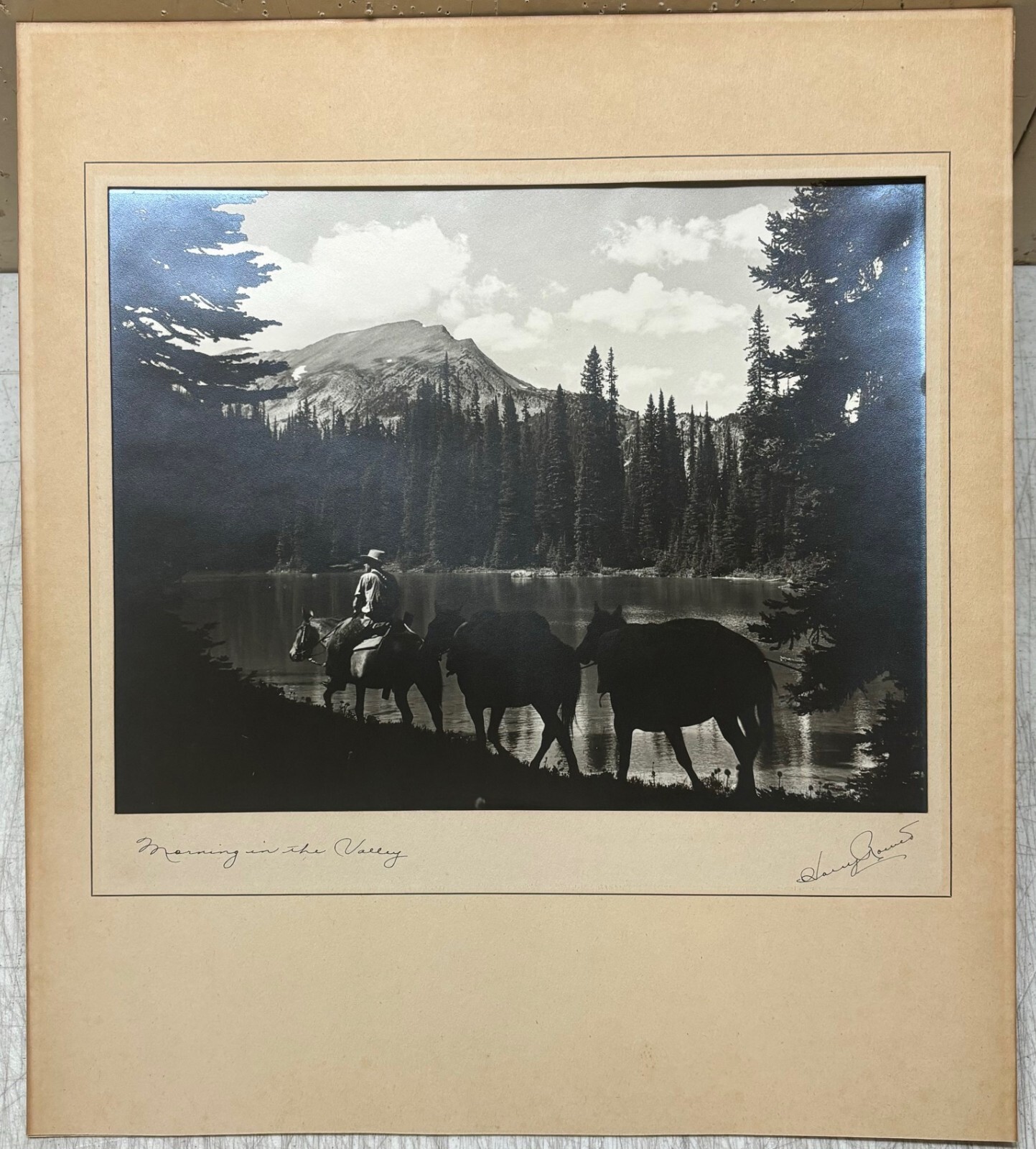Original HARRY ROWED ‘Morning in the Valley’ Horseback in CANADA Mountains PHOTO